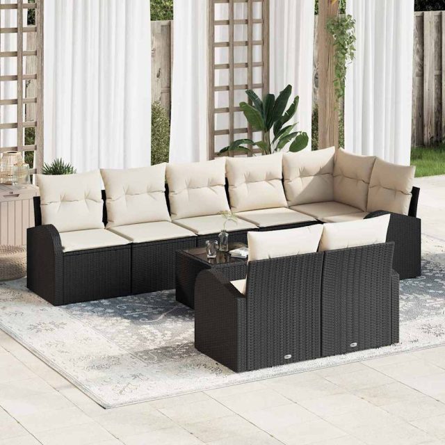 vidaXL Gartensofa-set Schwarz und Creme 55 x 55 x 37 cm Poly-Rattan