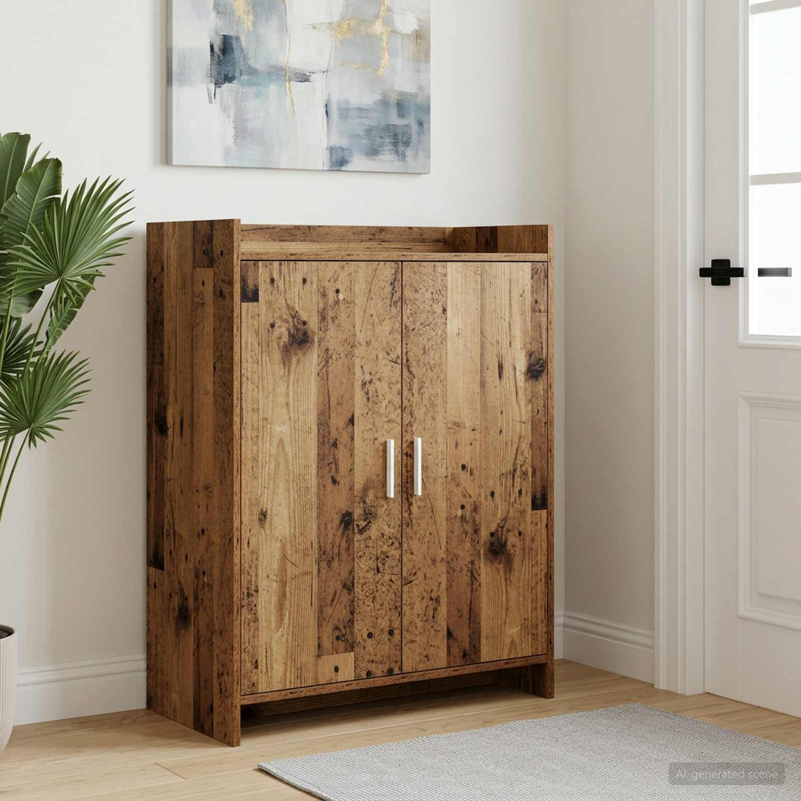 vidaXL Schuhschrank mit Tür Altholz 73,5 x 36 x 92 cm Holzwerkstoff