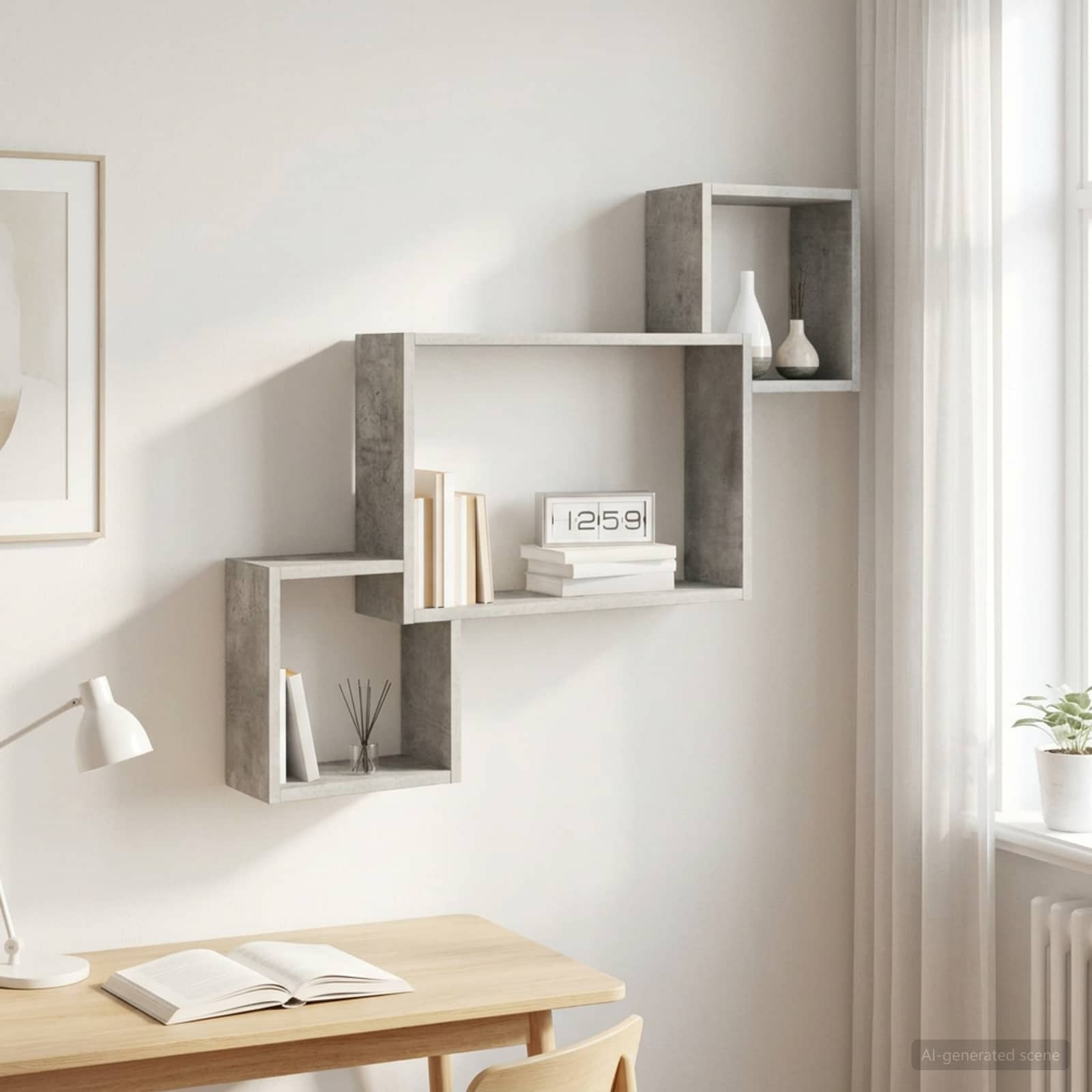 vidaXL Wandregal Wandhalterung Betongrau 91,5 x 15 x 76 cm