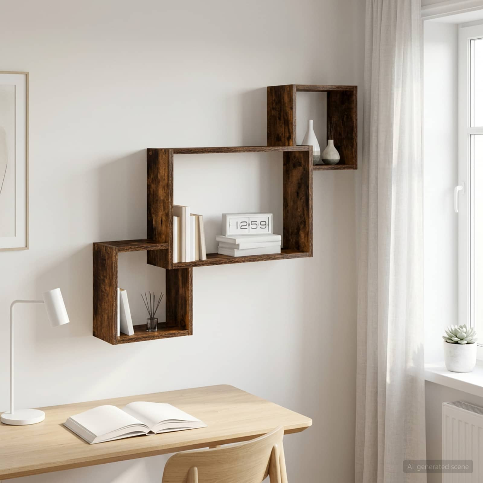 vidaXL Wandregal Wandhalterung Raucheiche 91,5 x 15 x 76 cm