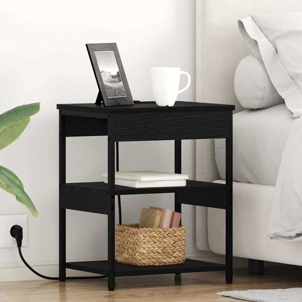 vidaXL Nachttisch 2 pcs Schwarz Eichen-Optik 41 x 31 x 51 cm