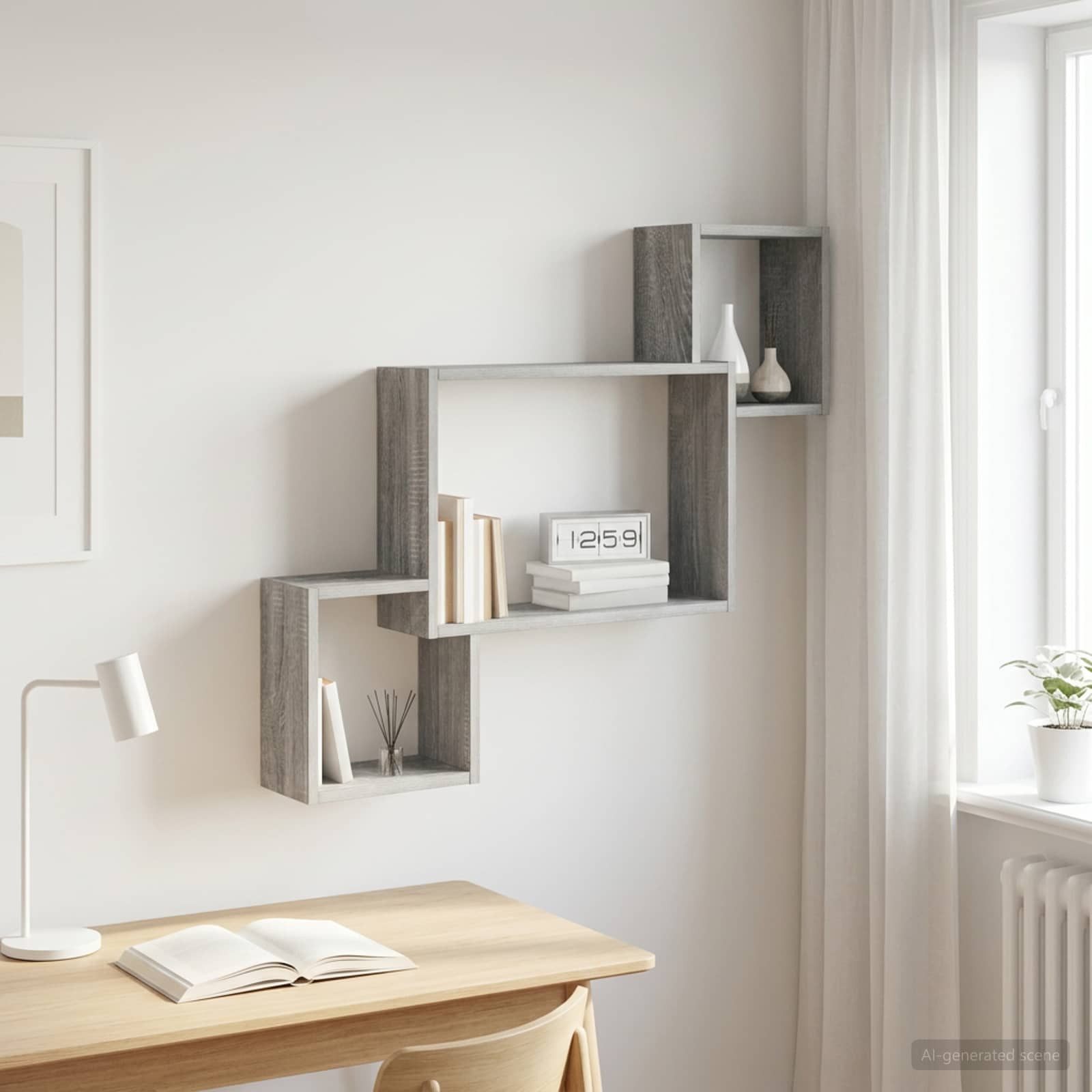 vidaXL Wandregal Wandhalterung Grau Sonoma 91,5 x 15 x 76 cm