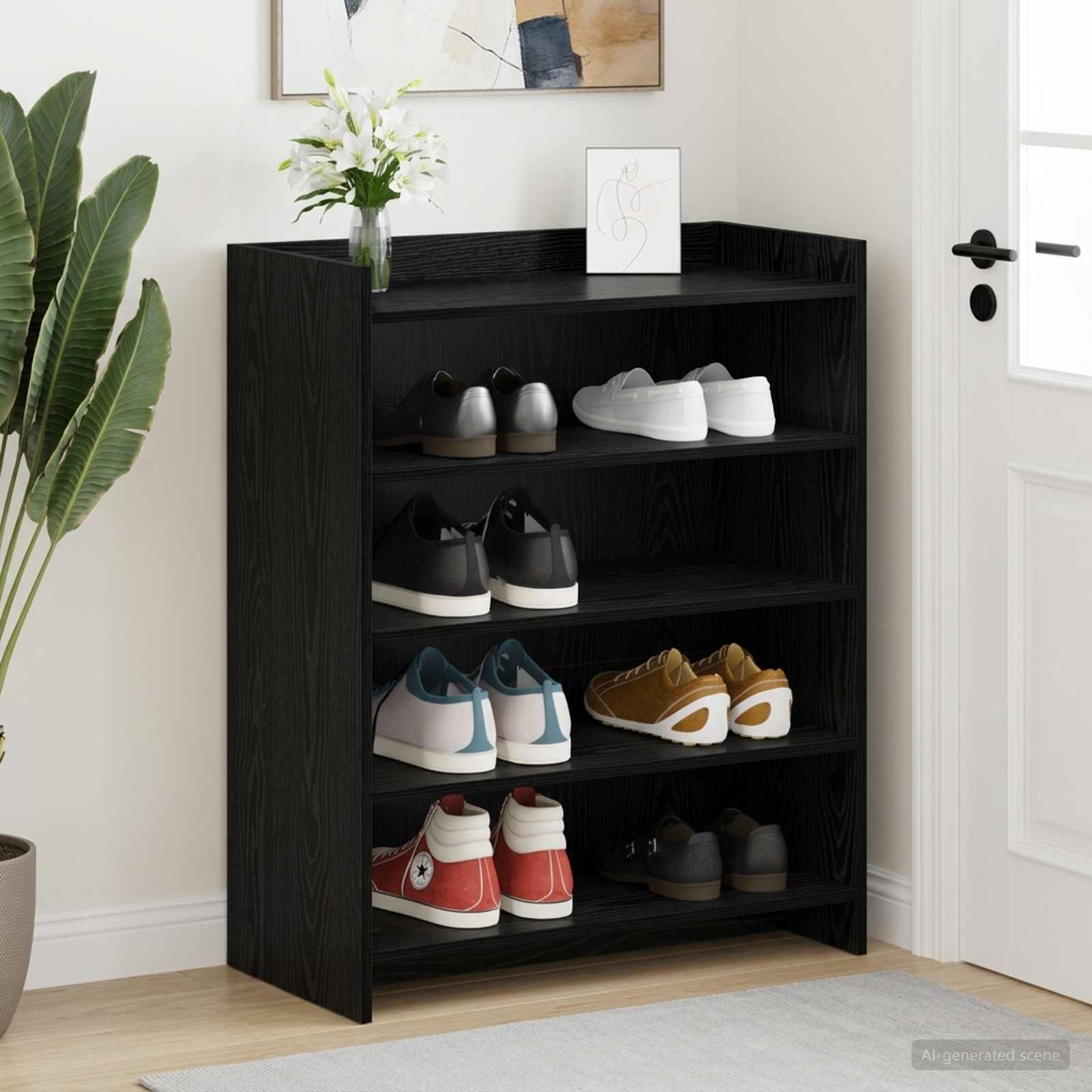 vidaXL Schuhschrank Schwarze Eiche 73,5 x 36 x 92 cm Holzwerkstoff