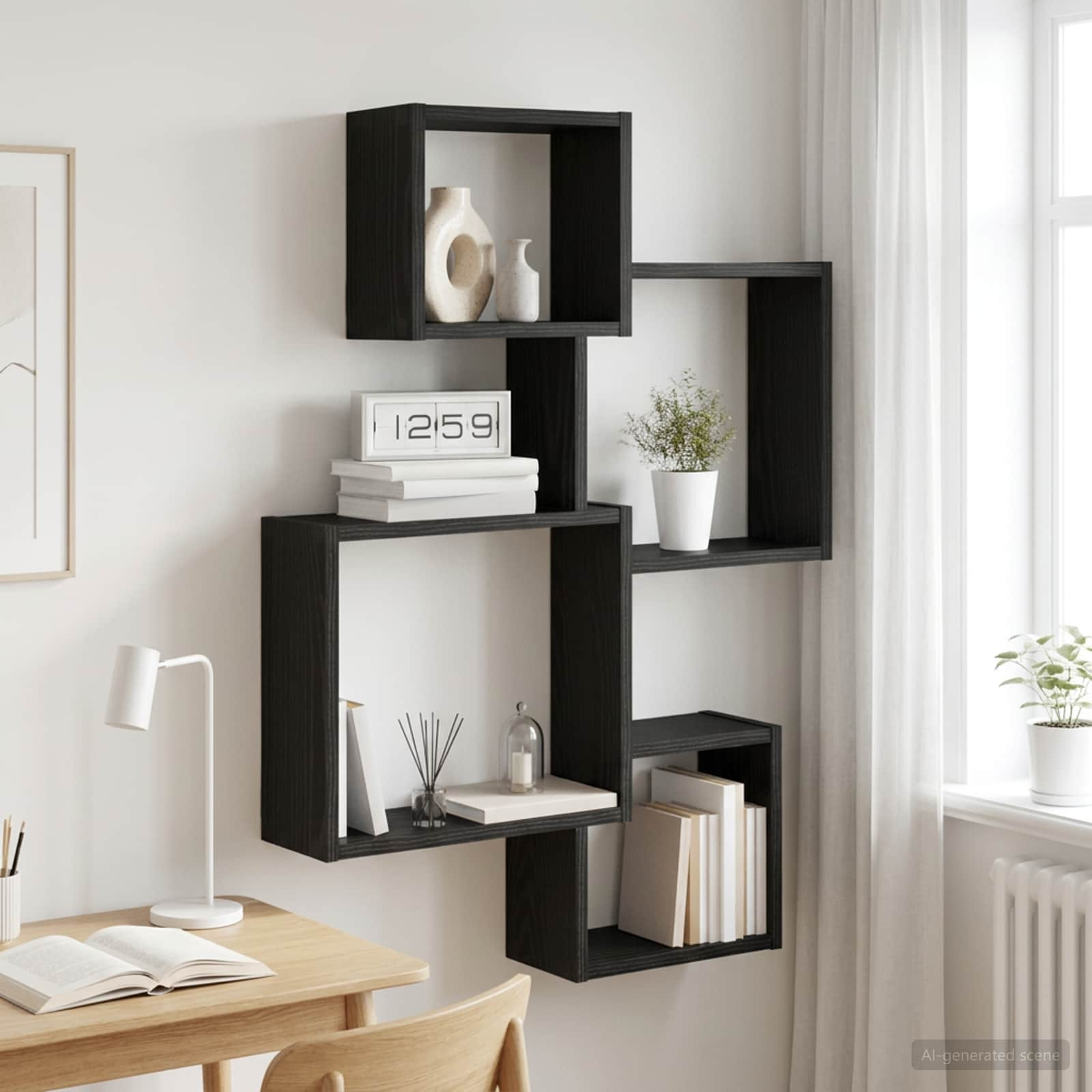 vidaXL Wandwürfelregale Wandhalterung Schwarze Eiche Holzwerkstoff
