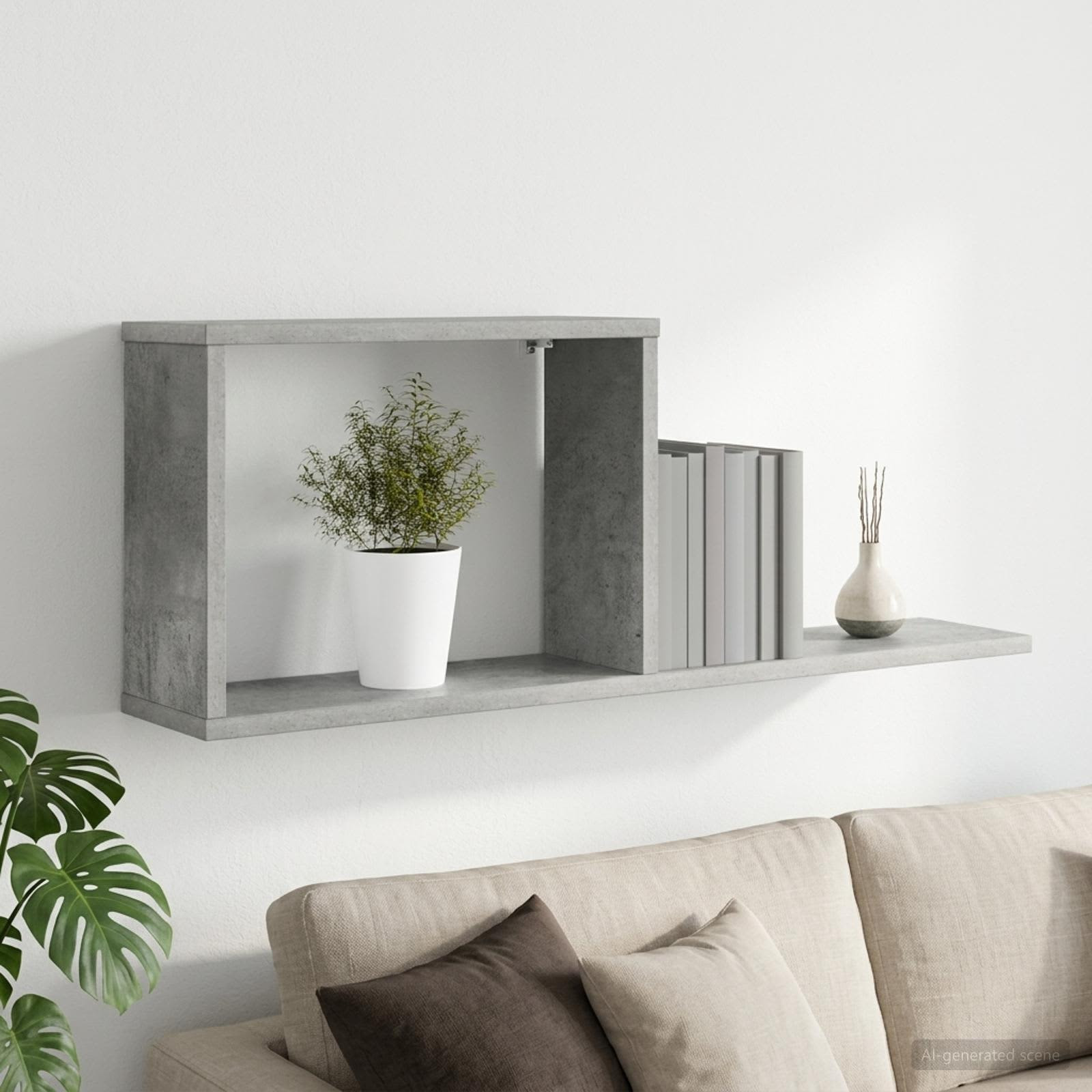 vidaXL Schweberegale Betongrau 80 x 15 x 30 cm Holzwerkstoff