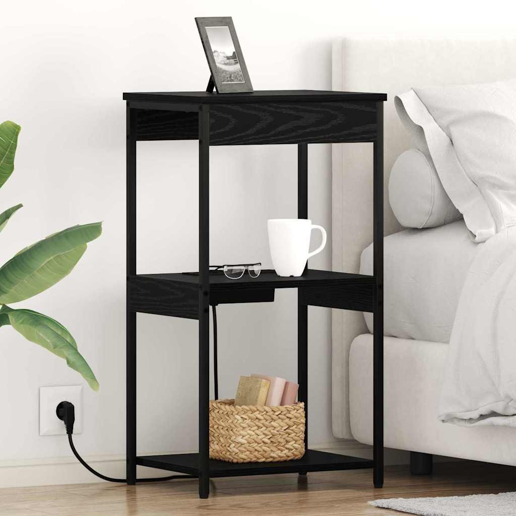 vidaXL Nachttisch Schwarz Eichen-Optik 41 x 31 x 76 cm Holzwerkstoff