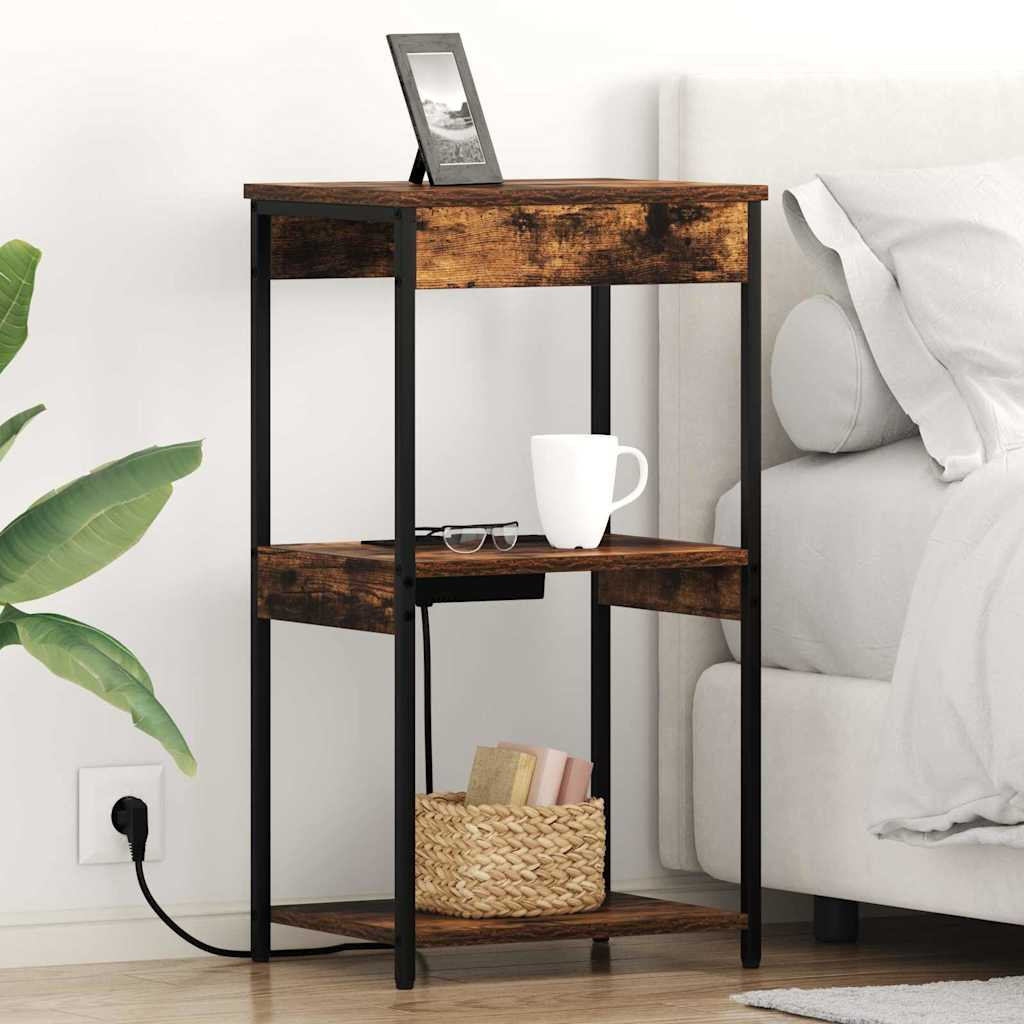 vidaXL Nachttisch Geräucherte Eiche 41 x 31 x 76 cm Holzwerkstoff