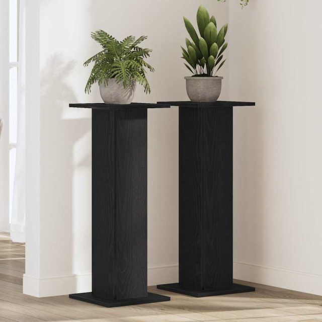 vidaXL Pflanzenständer 2 pcs Schwarz Eichen-Optik 30 x 30 x 80 cm