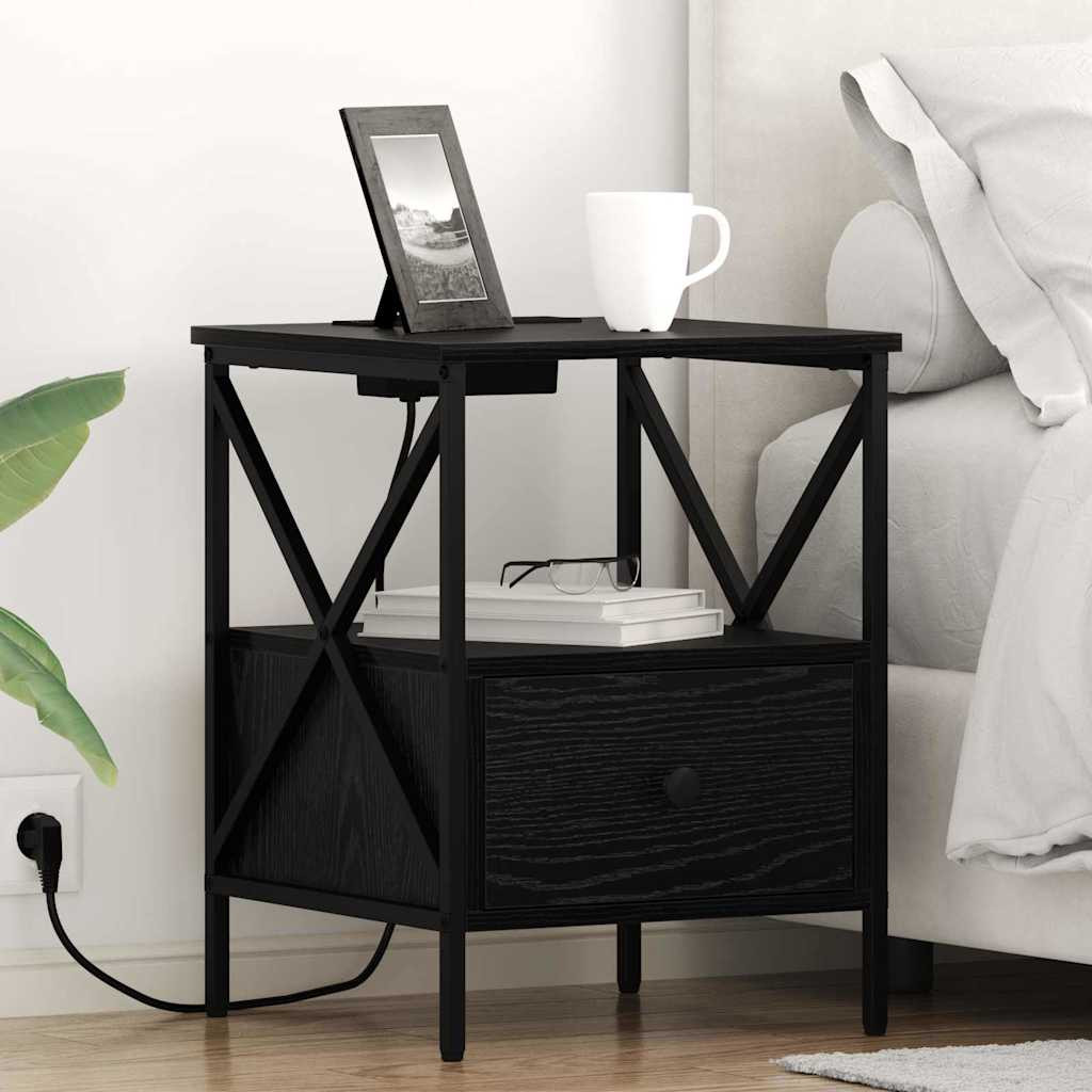 vidaXL Nachttisch 2 pcs Schwarz Eichen-Optik 41,5 x 40,5 x 55 cm
