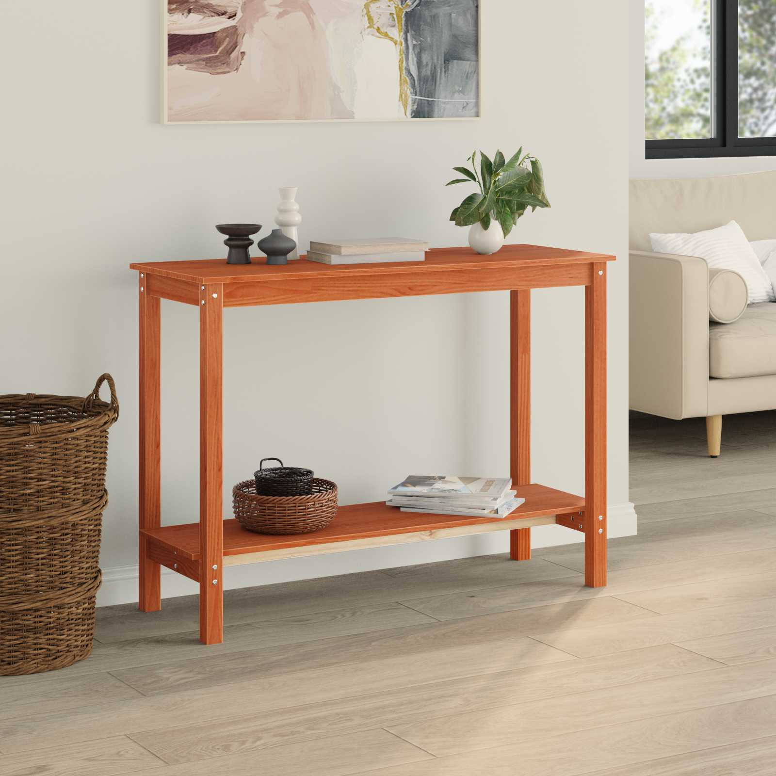 vidaXL Konsolentisch Wachsbraun 110 x 40 x 80 cm Massives Kiefernholz
