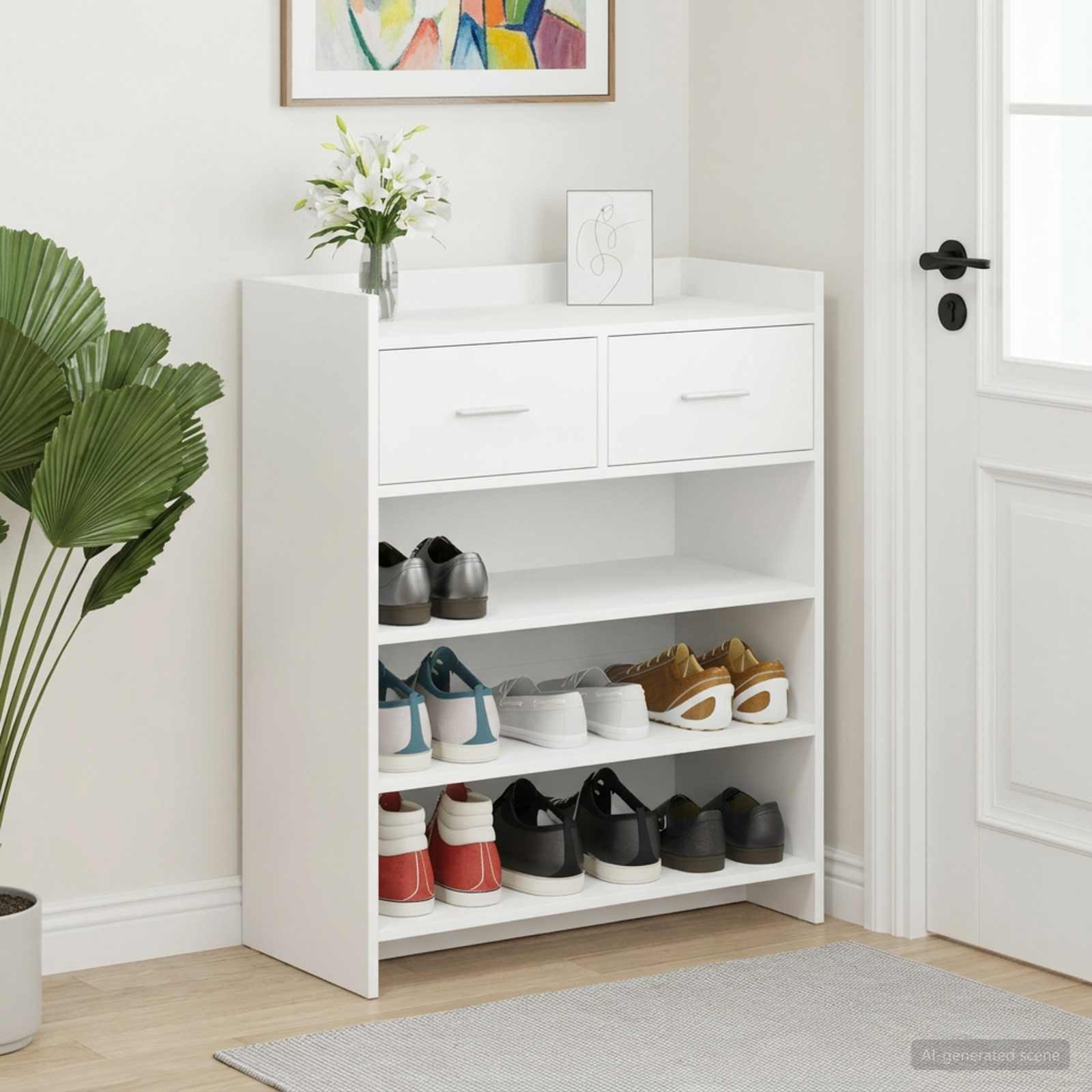vidaXL Schuhschrank mit Speicher Weiß 73,5 x 36 x 92 cm Holzwerkstoff