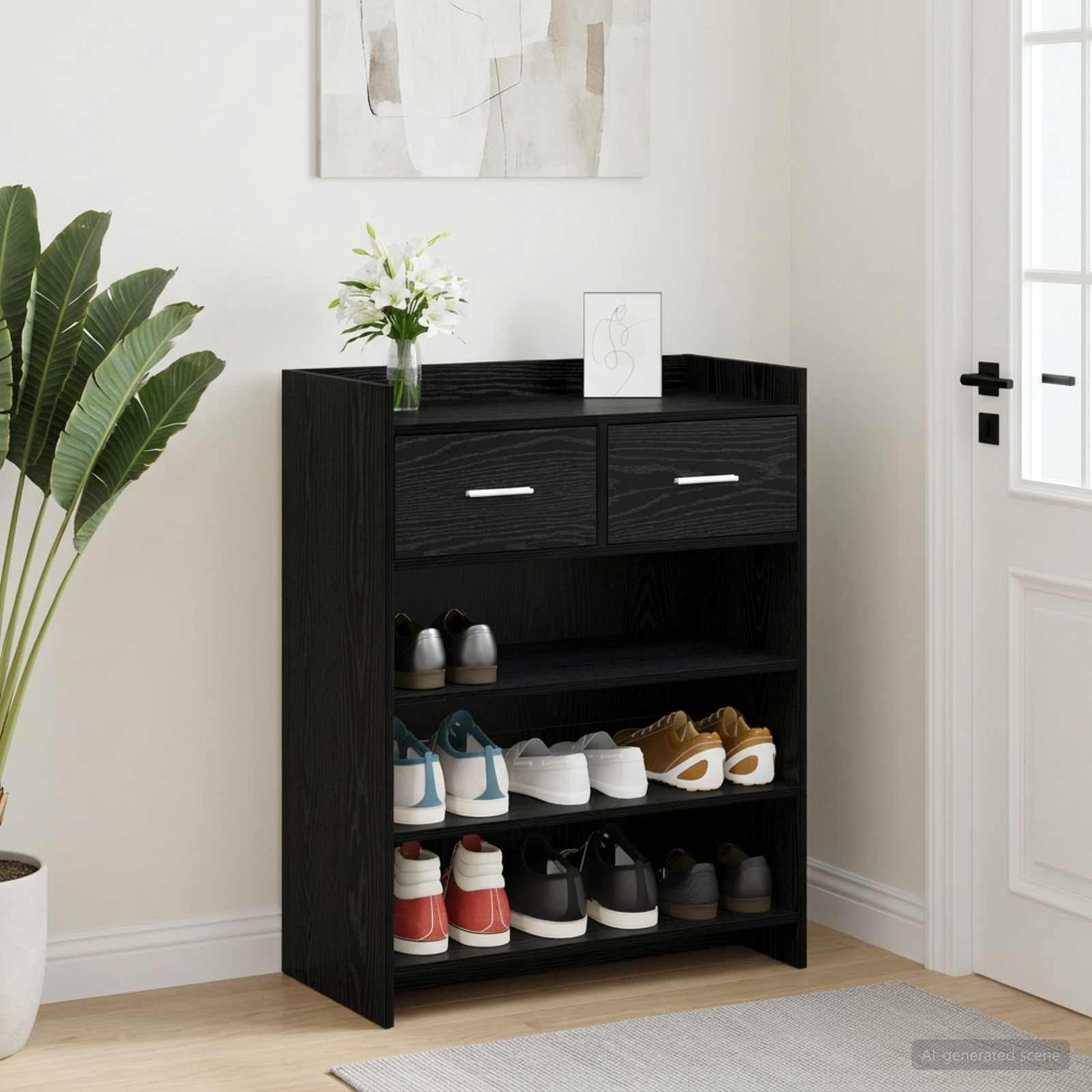 vidaXL Schuhschrank Schwarze Eiche 73,5 x 36 x 92 cm Holzwerkstoff