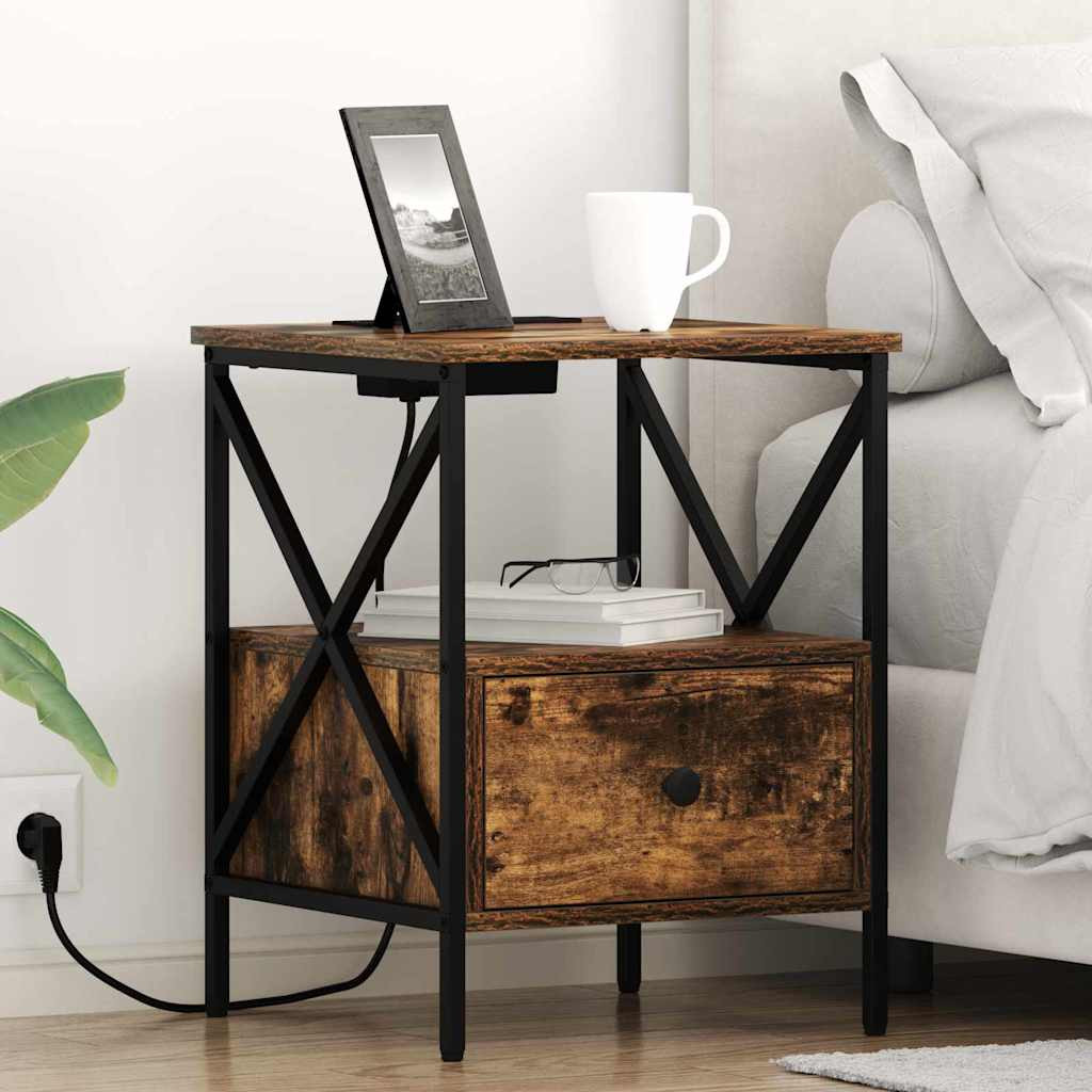 vidaXL Nachttisch 2 pcs Geräucherte Eiche 41,5 x 40,5 x 55 cm
