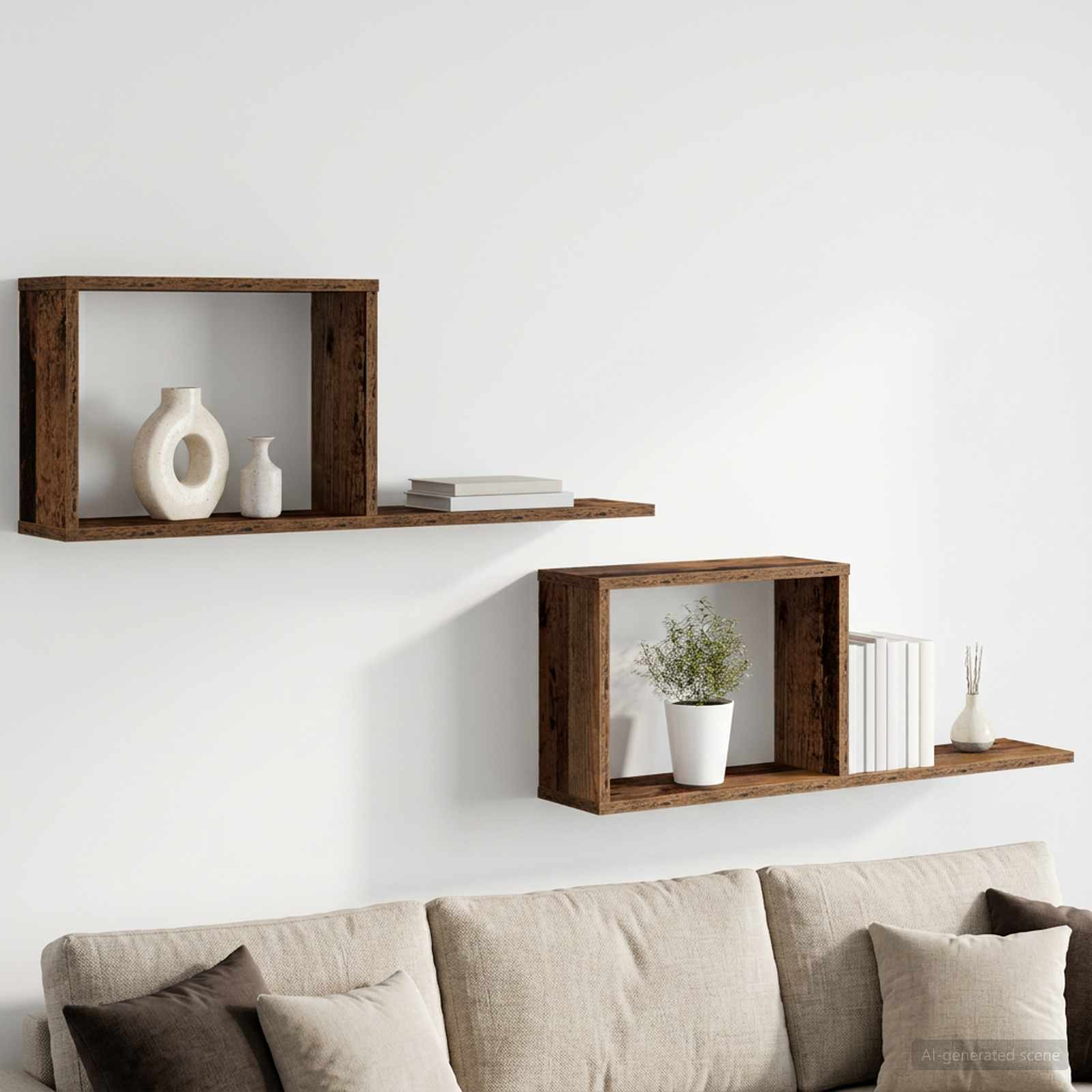vidaXL Schweberegale 2 pcs Altholz 80 x 15 x 30 cm Holzwerkstoff