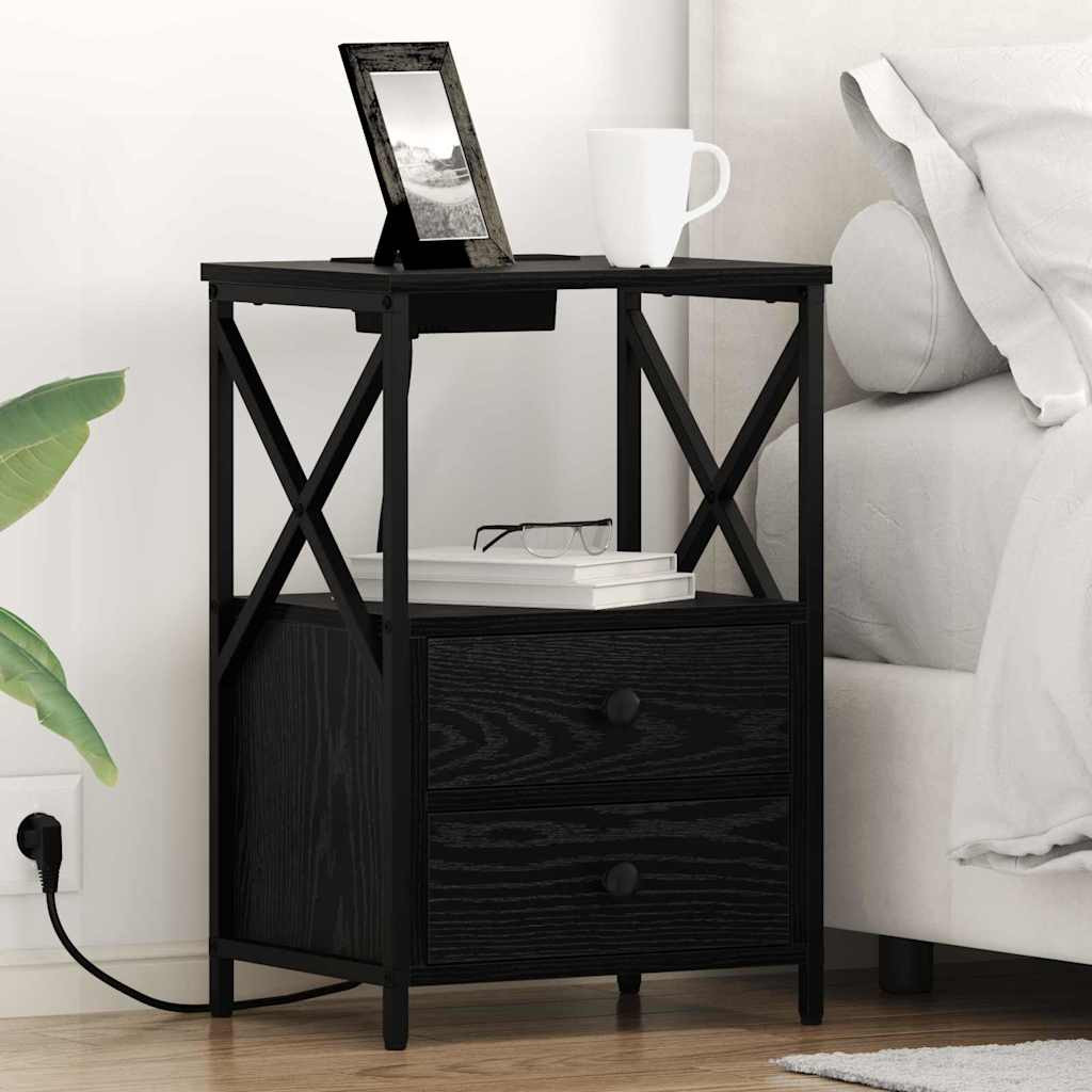 vidaXL Nachttisch 2 pcs Schwarz Eichen-Optik 40 x 31 x 60 cm