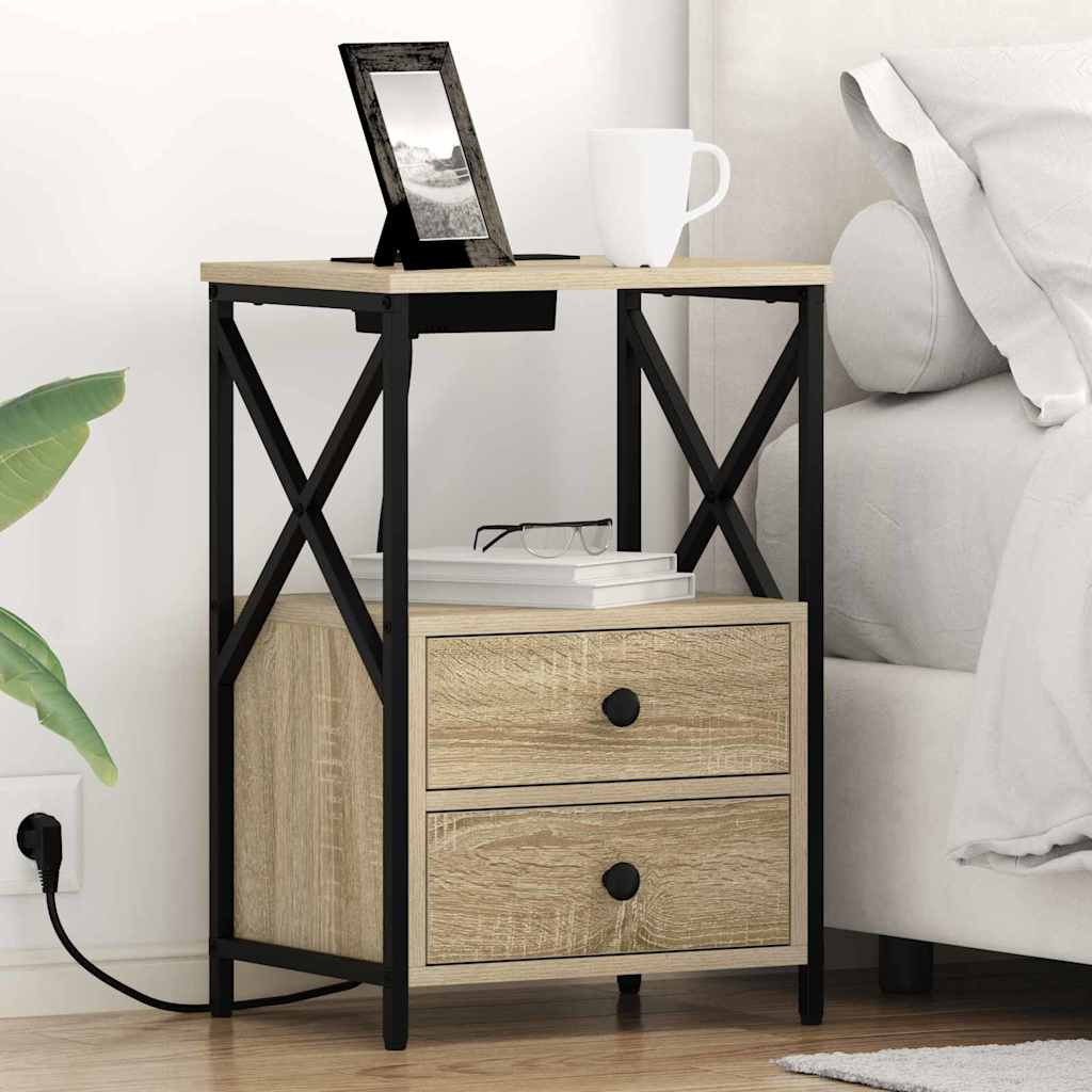vidaXL Nachttisch 2 pcs Sonoma-Eiche 40 x 31 x 60 cm Holzwerkstoff