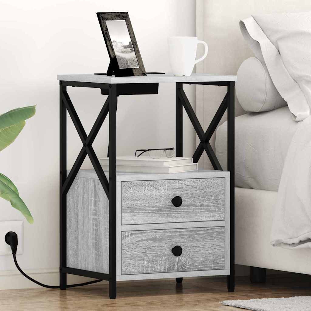 vidaXL Nachttisch Graues Sonoma 40 x 31 x 60 cm Holzwerkstoff
