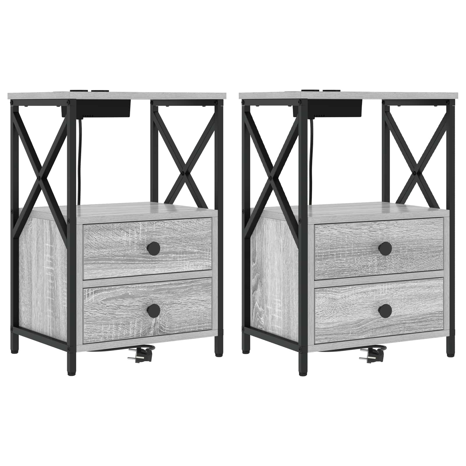 vidaXL Nachttisch 2 pcs Graues Sonoma 40 x 31 x 60 cm Holzwerkstoff