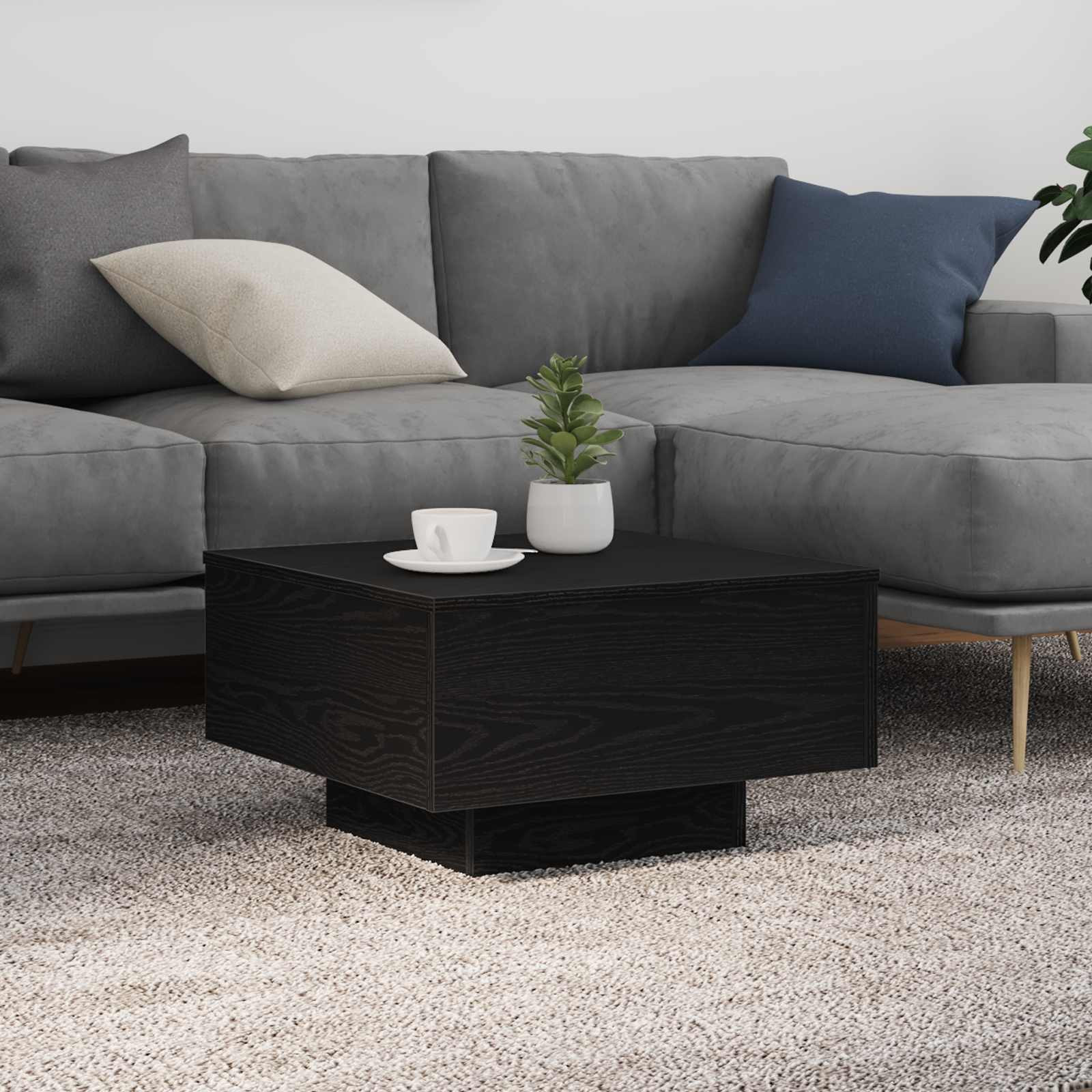 vidaXL Couchtisch Schwarz Eichen-Optik 55 x 55 x 31 cm Holzwerkstoff