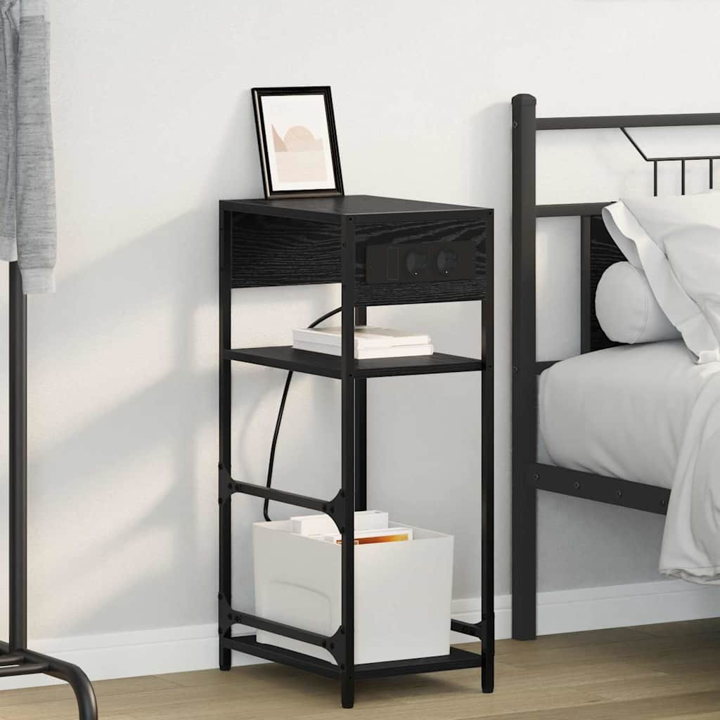 vidaXL Nachttisch Schwarz Eichen-Optik 40 x 27 x 76 cm Holzwerkstoff