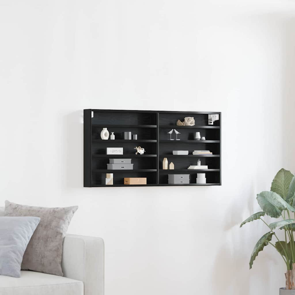 vidaXL Vitrine Schwarz Eichen-Optik 100 x 8,5 x 50 cm Holzwerkstoff