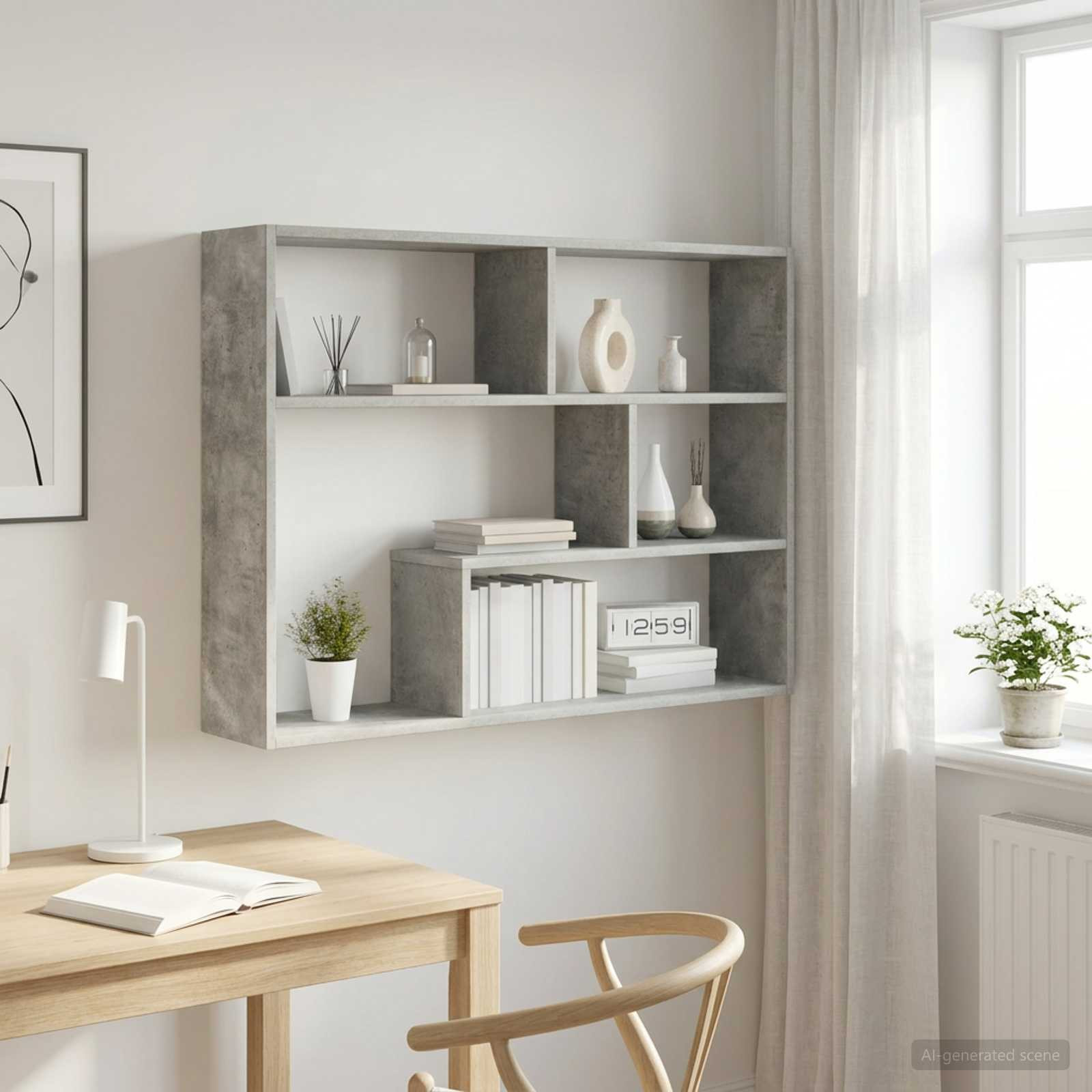 vidaXL Wandregal Wandhalterung Betongrau 95 x 20 x 69,5 cm