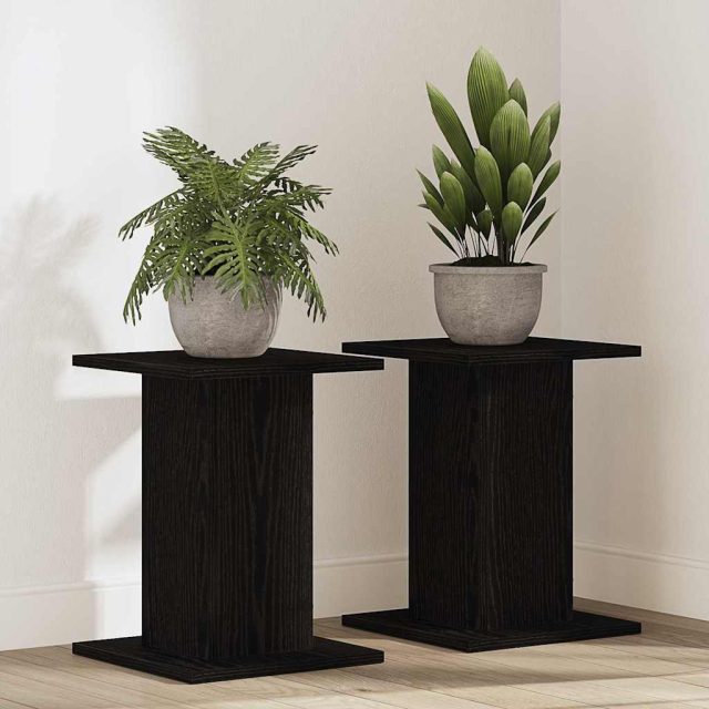 vidaXL Pflanzenständer 2 pcs Schwarz Eichen-Optik 30 x 30 x 40 cm