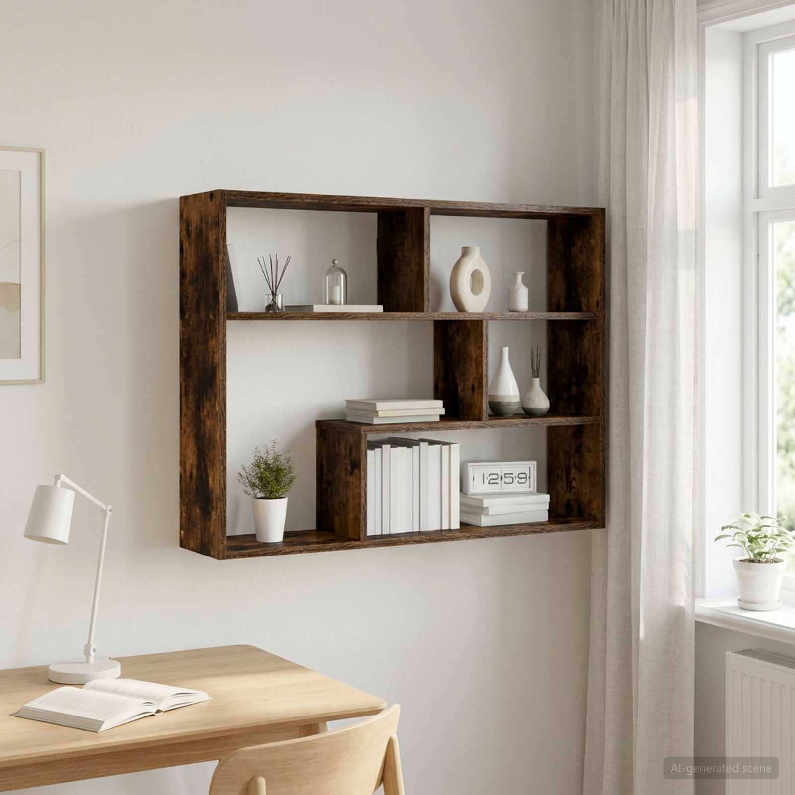 vidaXL Wandregal Wandhalterung Raucheiche 95 x 20 x 69,5 cm