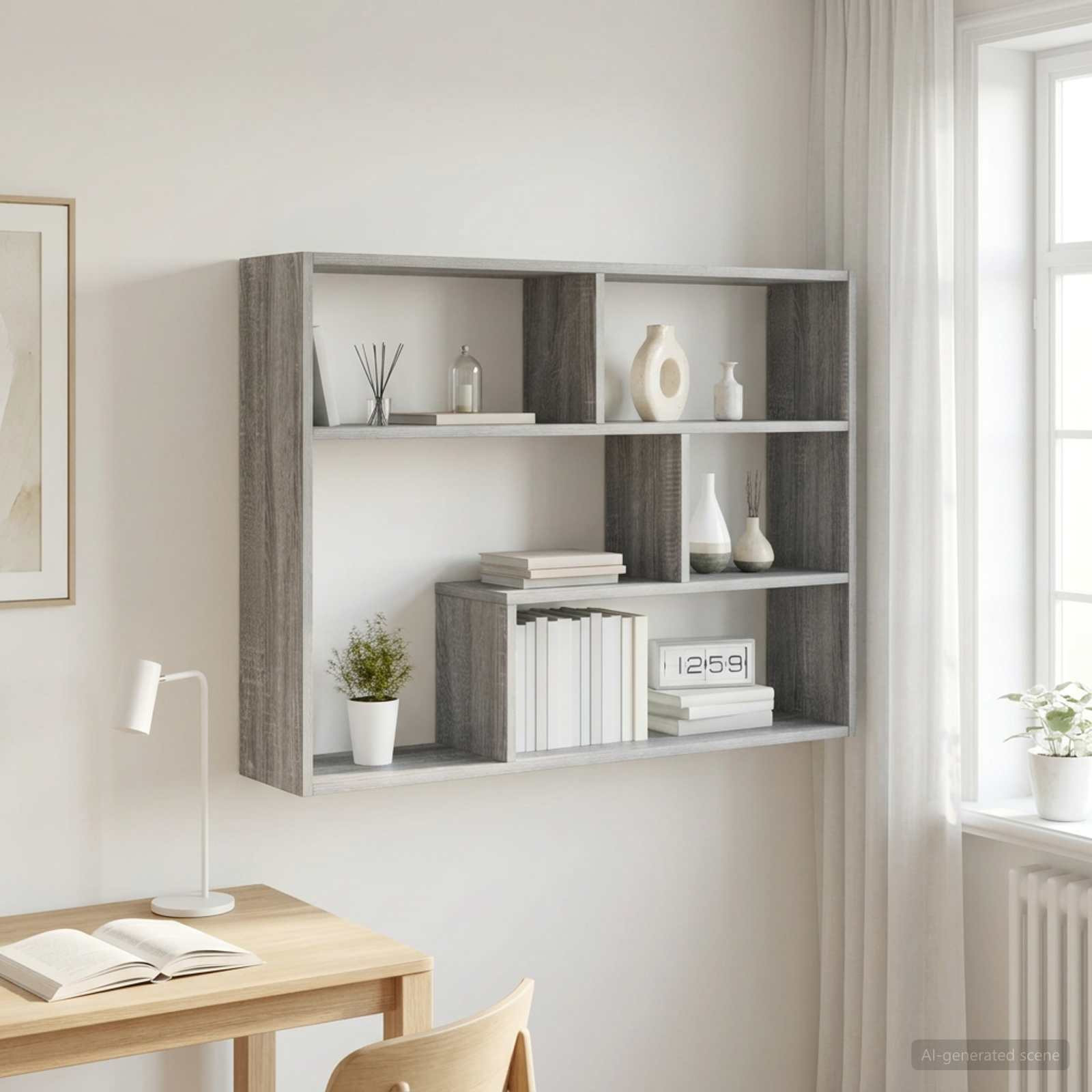 vidaXL Wandregal Wandhalterung Grau Sonoma 95 x 20 x 69,5 cm
