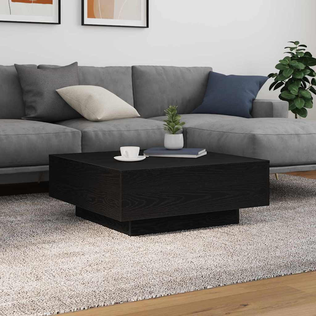 vidaXL Couchtisch Schwarz Eichen-Optik 80 x 80 x 31 cm Holzwerkstoff
