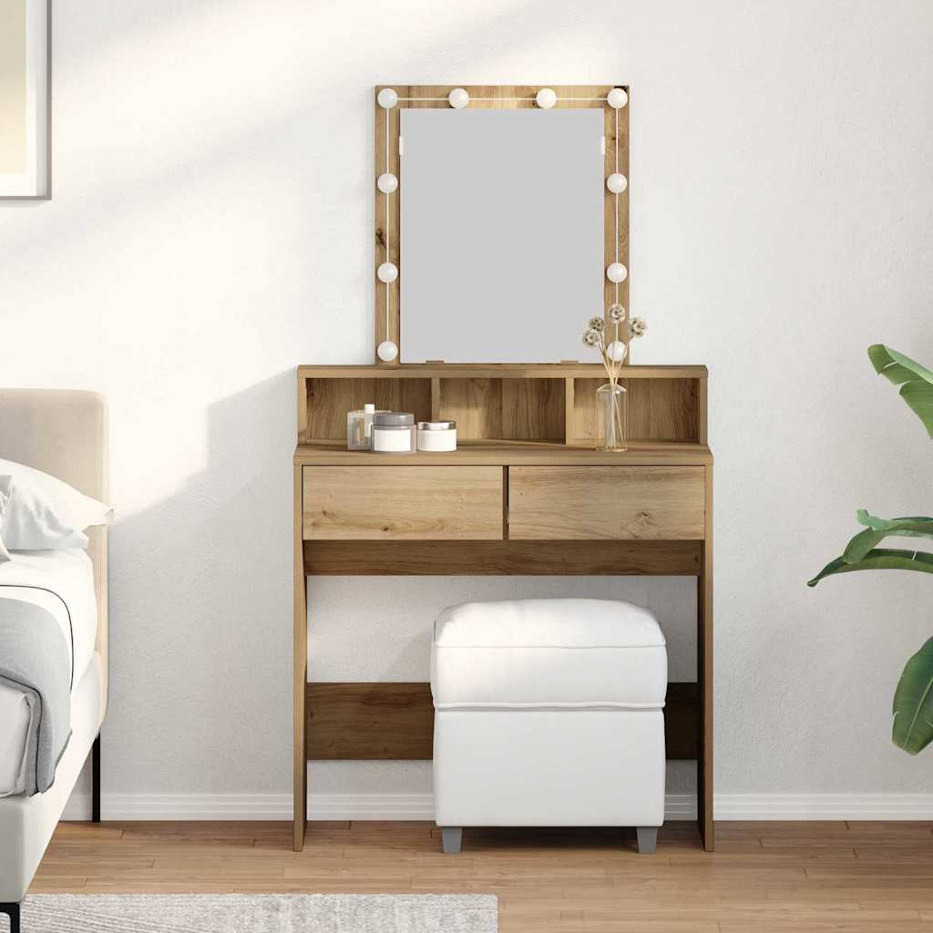 vidaXL Schminktisch Artisan-Eiche 80 x 41 x 144,5 cm Holzwerkstoff