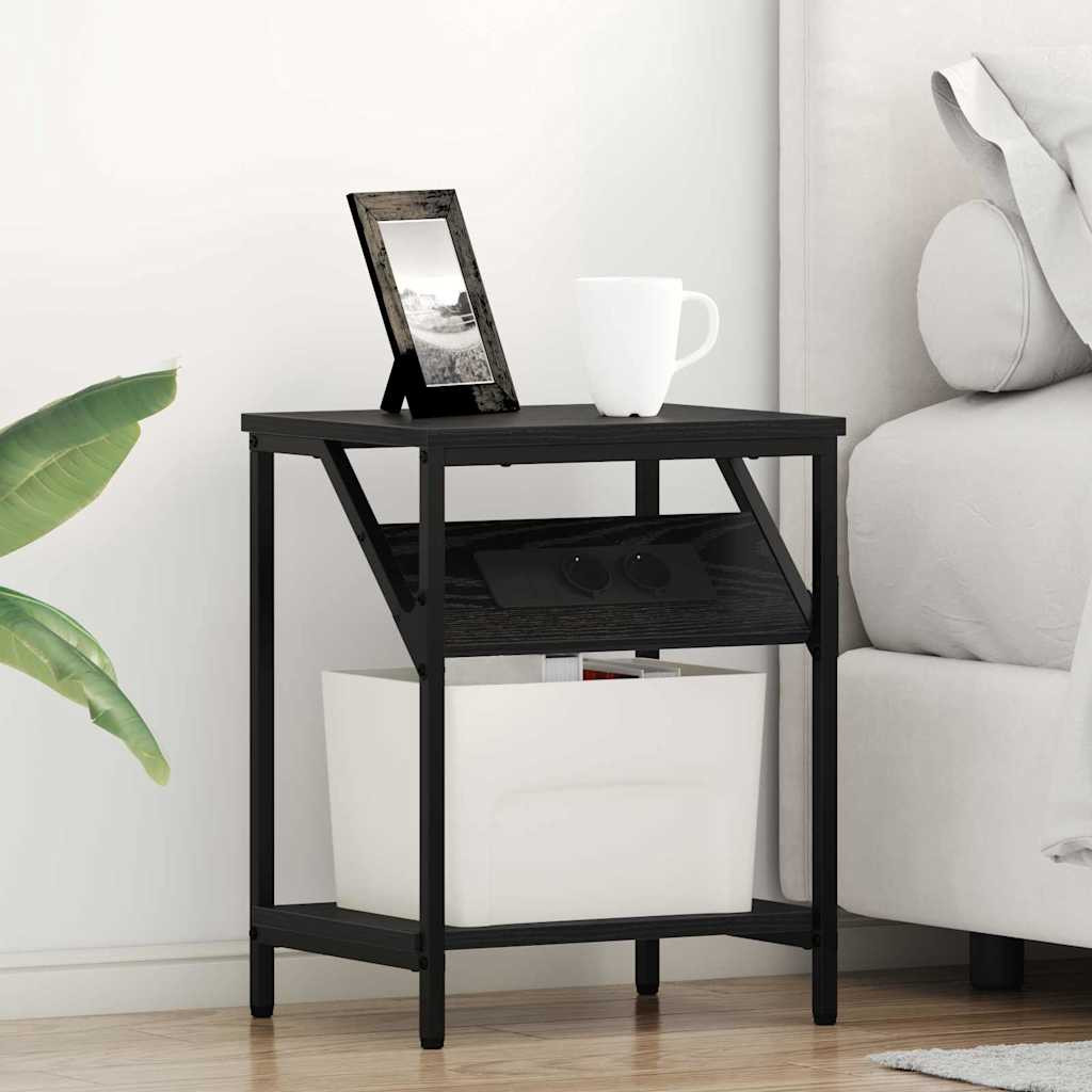 vidaXL Nachttisch Schwarz Eichen-Optik 38 x 30 x 48 cm Holzwerkstoff