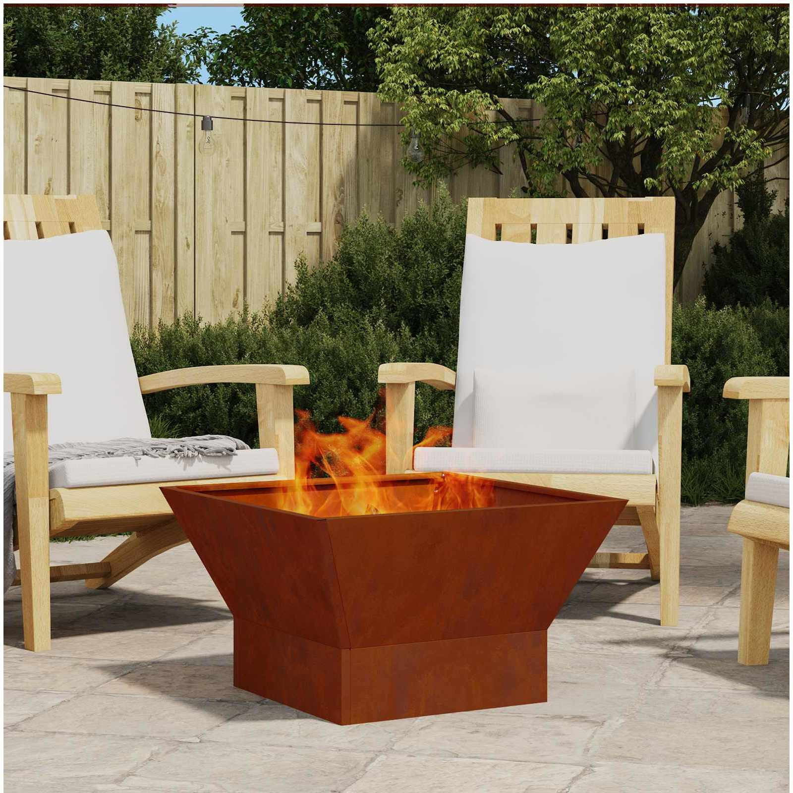 vidaXL Feuerstelle Rostig 60 x 60 x 35 cm Wetterfeststahl