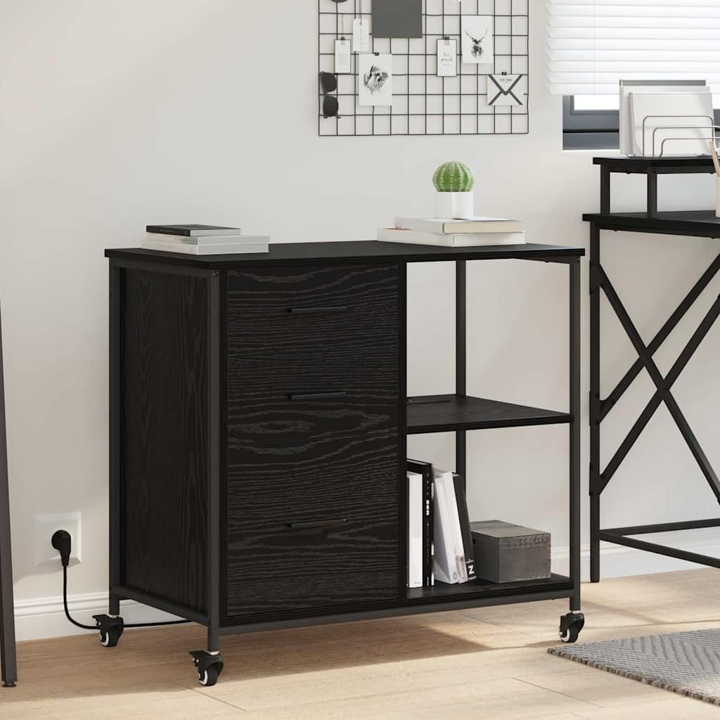 vidaXL Schrank mit Ladestation Schwarz Eichen-Optik 76 x 41 x 72 cm