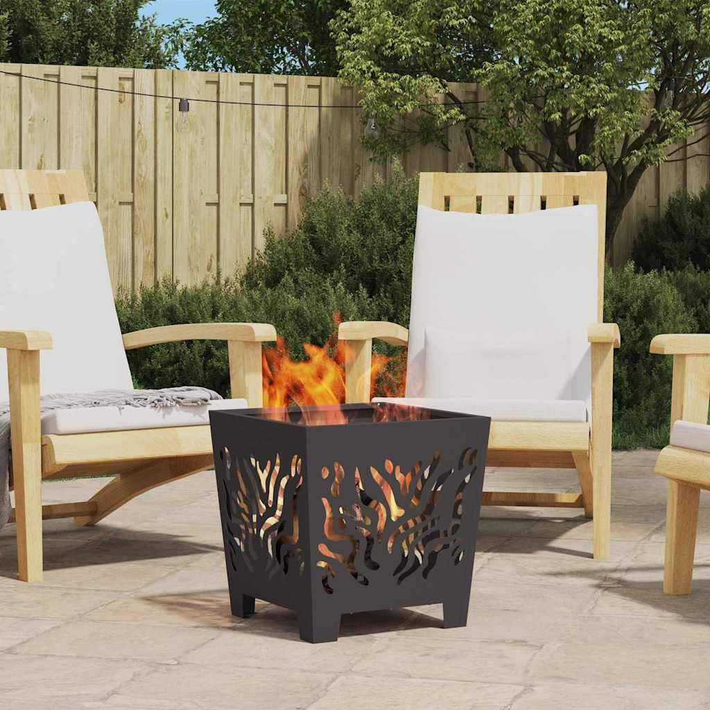 vidaXL Feuerstelle Schwarz 40 x 40 x 40 cm Wetterfeststahl