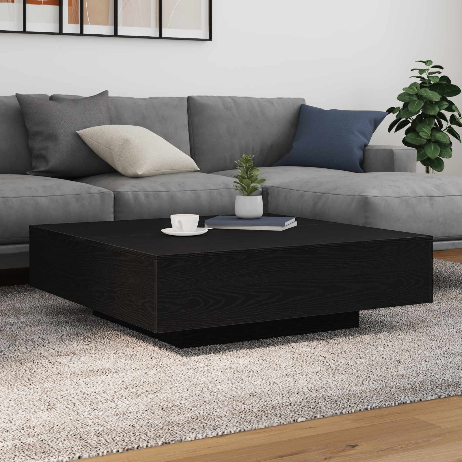vidaXL Couchtisch Schwarz Eichen-Optik 100 x 100 x 31 cm Holzwerkstoff