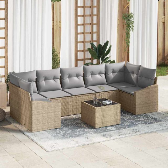 vidaXL Sofa Set Beige und Hellgrau 55 x 55 x 37 cm Poly Rattan