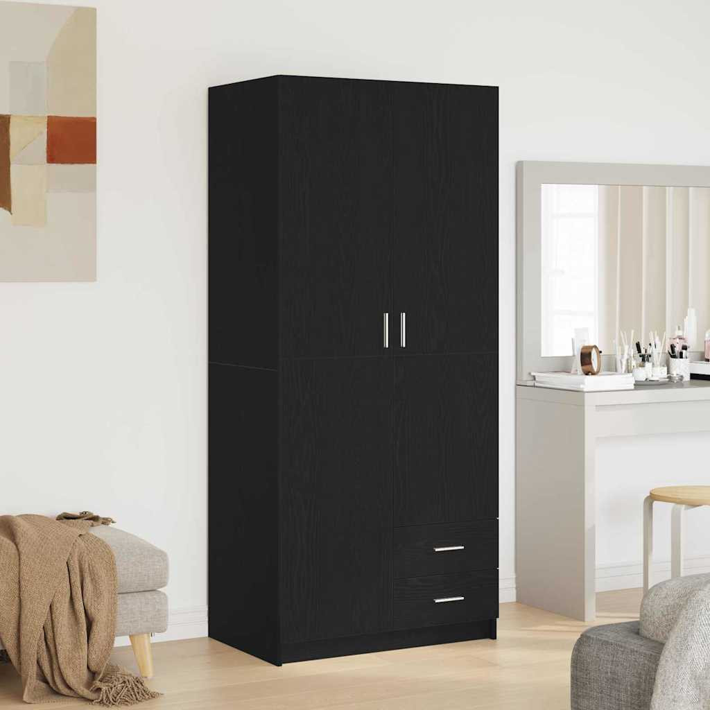 vidaXL Kleiderschrank mit Tür Schwarz Eichen-Optik 80 x 52 x 180 cm