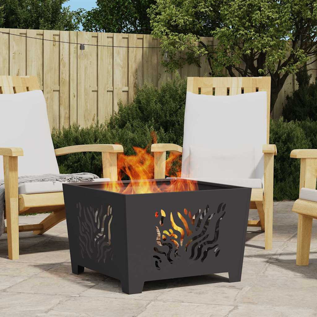 vidaXL Feuerstelle Schwarz 60 x 60 x 40 cm Wetterfeststahl