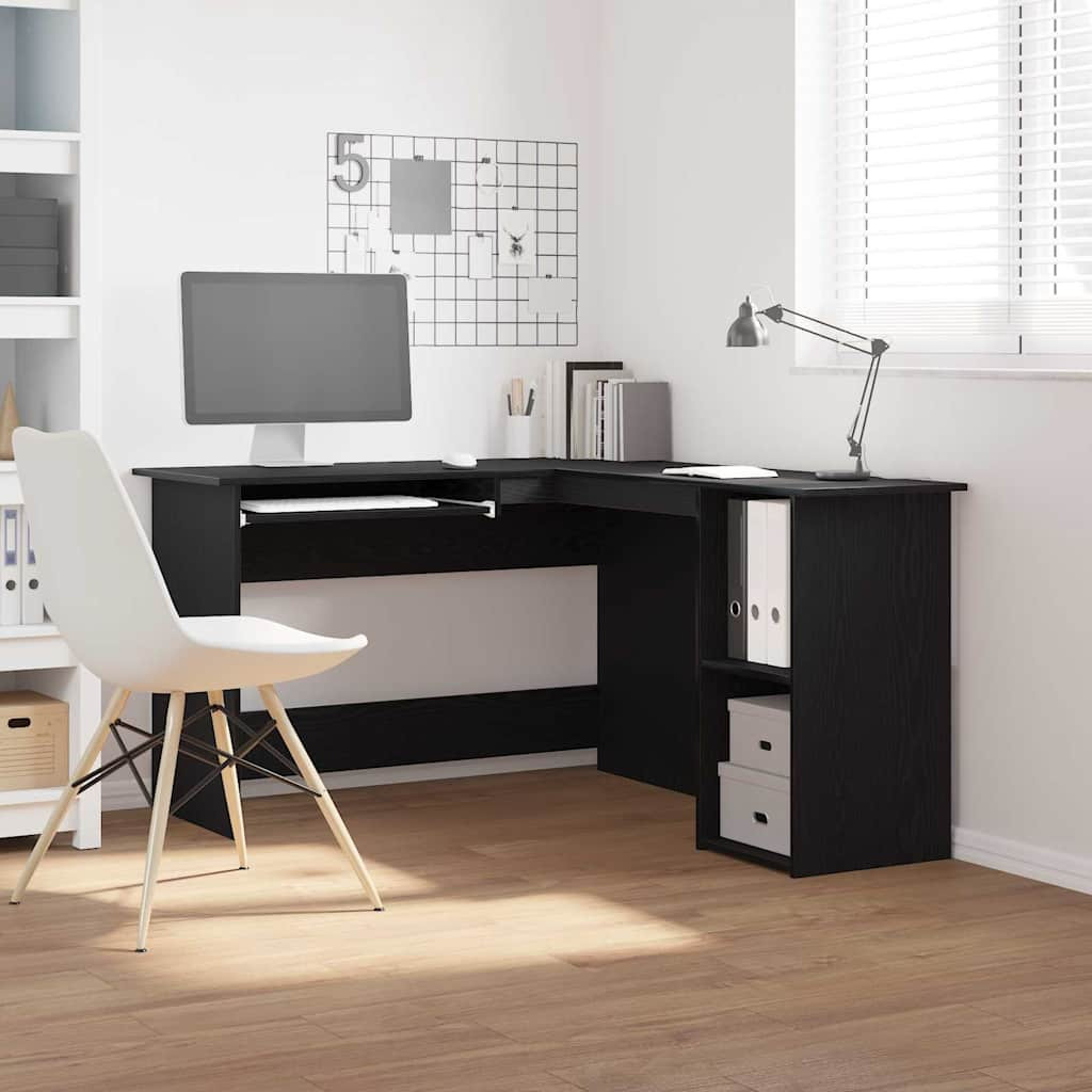 vidaXL Eck-Schreibtisch Schwarz Eichen-Optik 120 x 140 x 75 cm