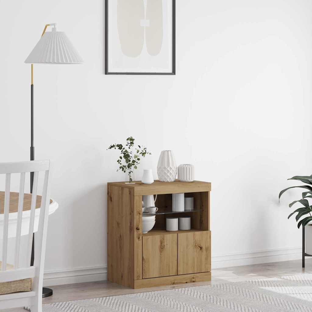 vidaXL LED-Sideboard Braun 60,5 x 37 x 67 cm Holzwerkstoff