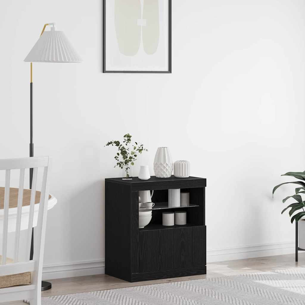 vidaXL LED-Sideboard Schwarz 60,5 x 37 x 67 cm Holzwerkstoff