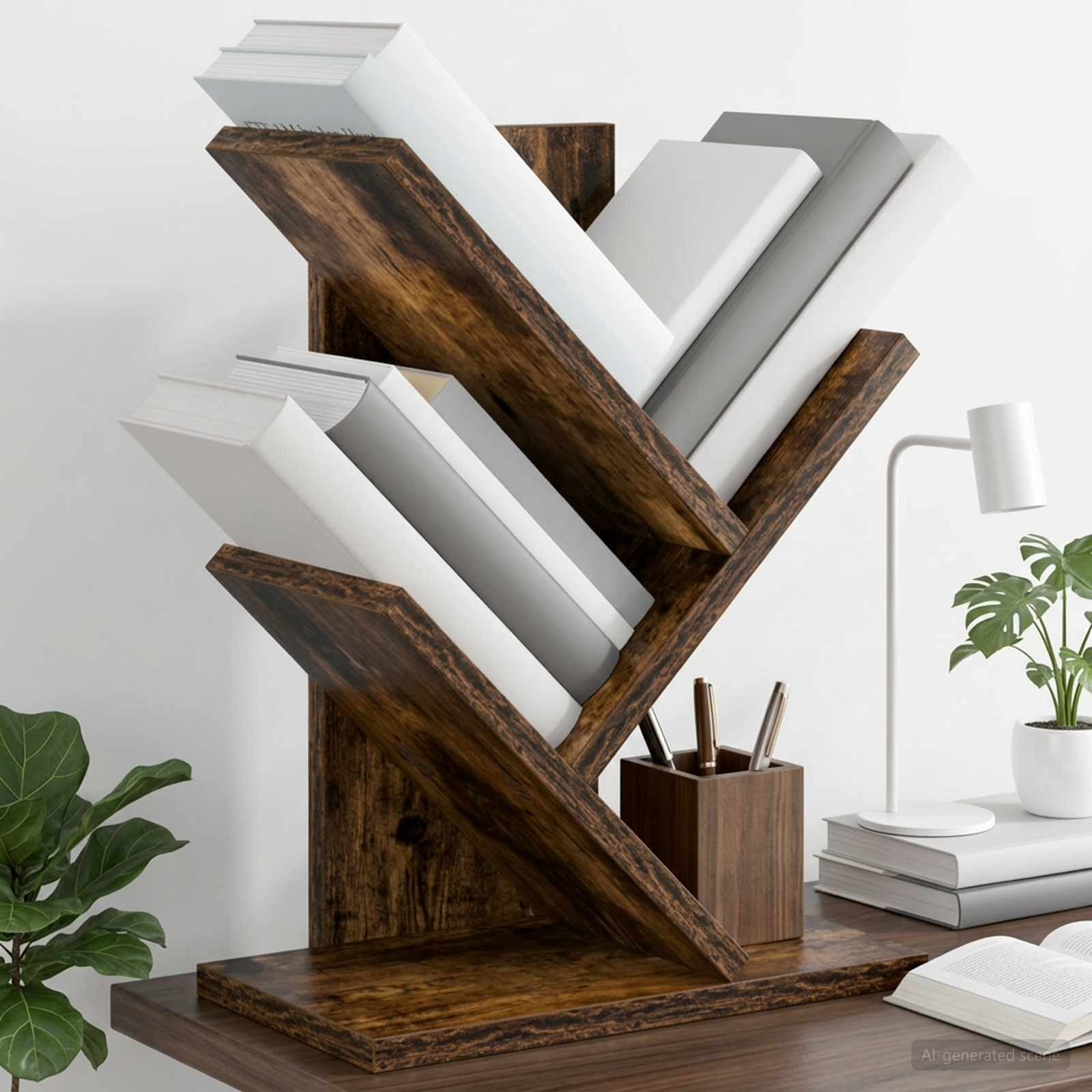 vidaXL Baumbücherregal 3-stöckig 30 x 18 x 40 cm Holzwerkstoff