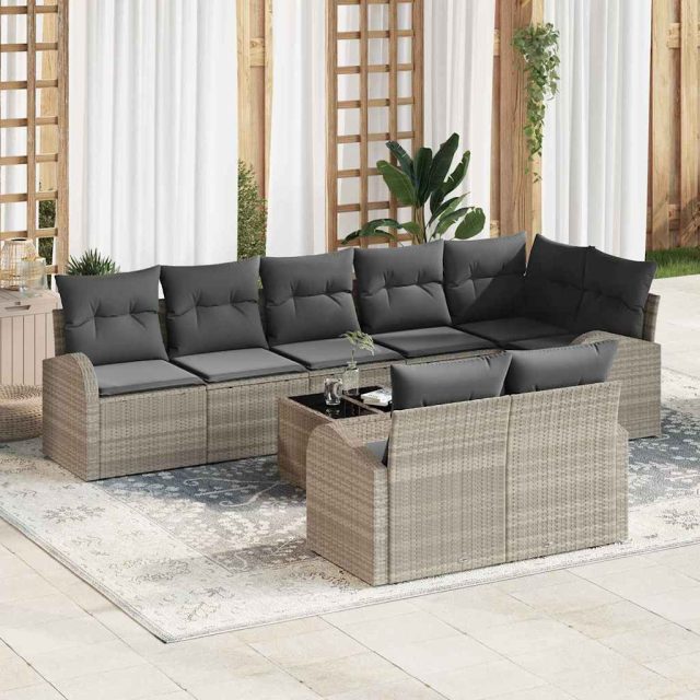 vidaXL Gartensofa-set Hellgrau 55 x 55 x 37 cm Poly-Rattan