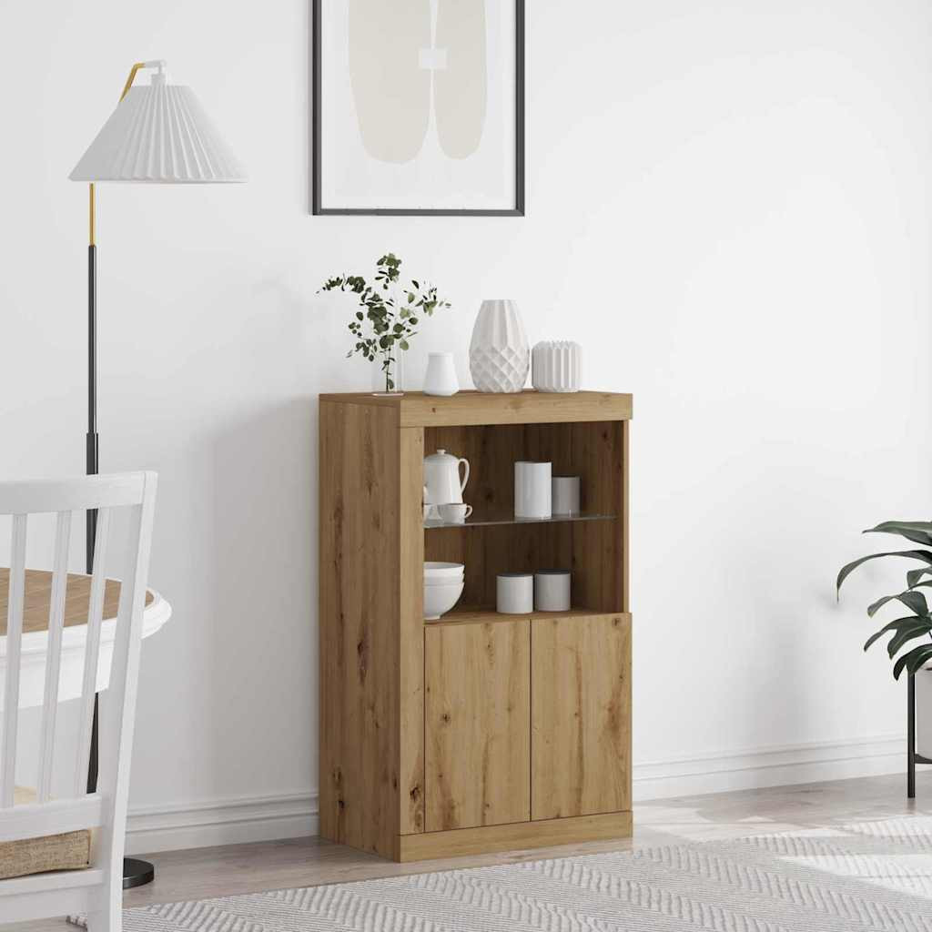vidaXL LED-Sideboard 60,5 x 37 x 100 cm Holzwerkstoff Artisan-Eiche