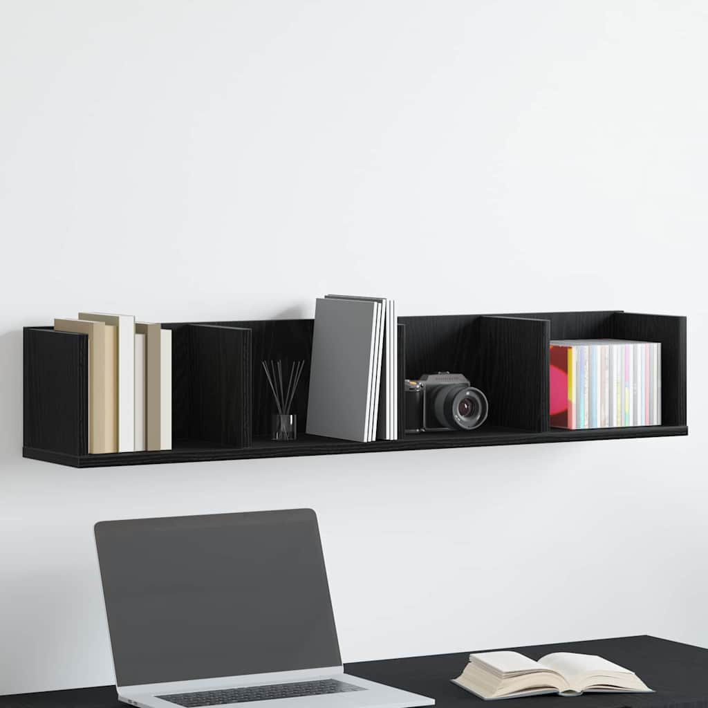 vidaXL Wandregal Schwarz Eichen-Optik 100 x 18 x 18 cm Holzwerkstoff