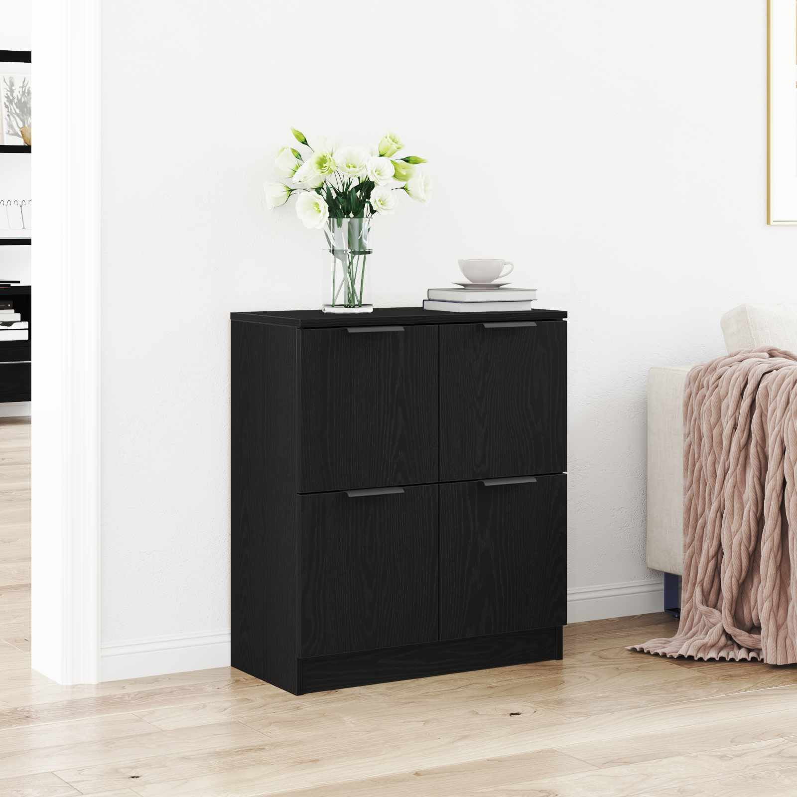 vidaXL Sideboard Schwarz Eichen-Optik 60 x 30 x 70 cm Holzwerkstoff