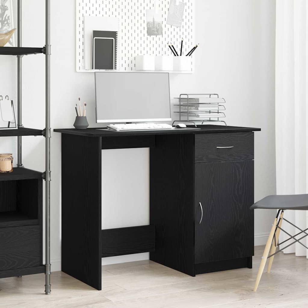 vidaXL Schreibtisch mit Speicher Schwarz Eichen-Optik 100 x 50 x 76 cm