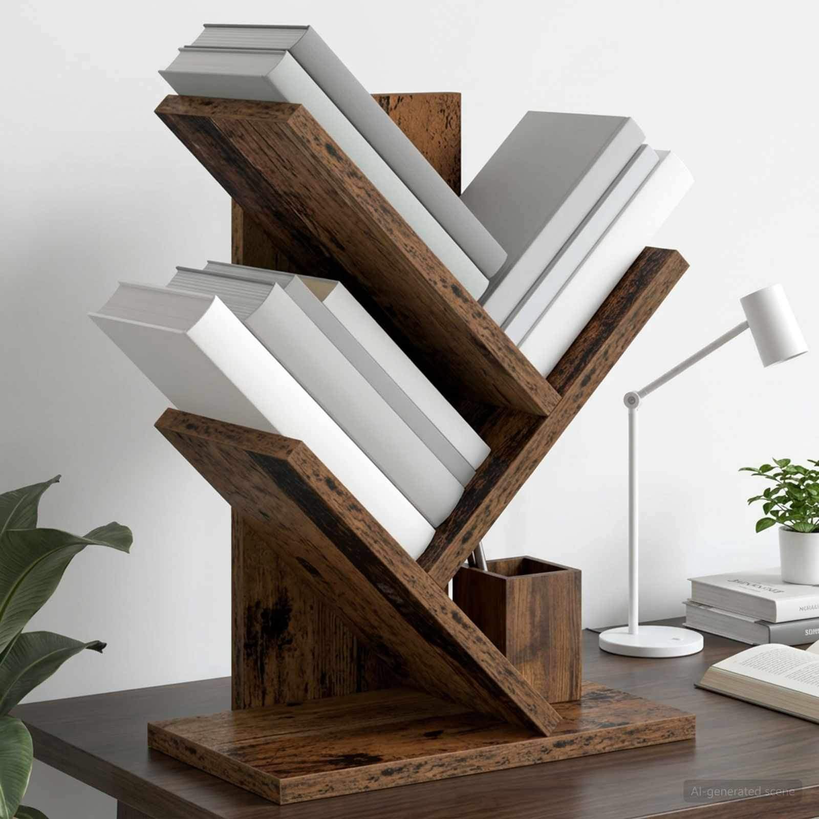 vidaXL Baumbücherregal 3-stöckig 30 x 18 x 40 cm Holzwerkstoff Altholz