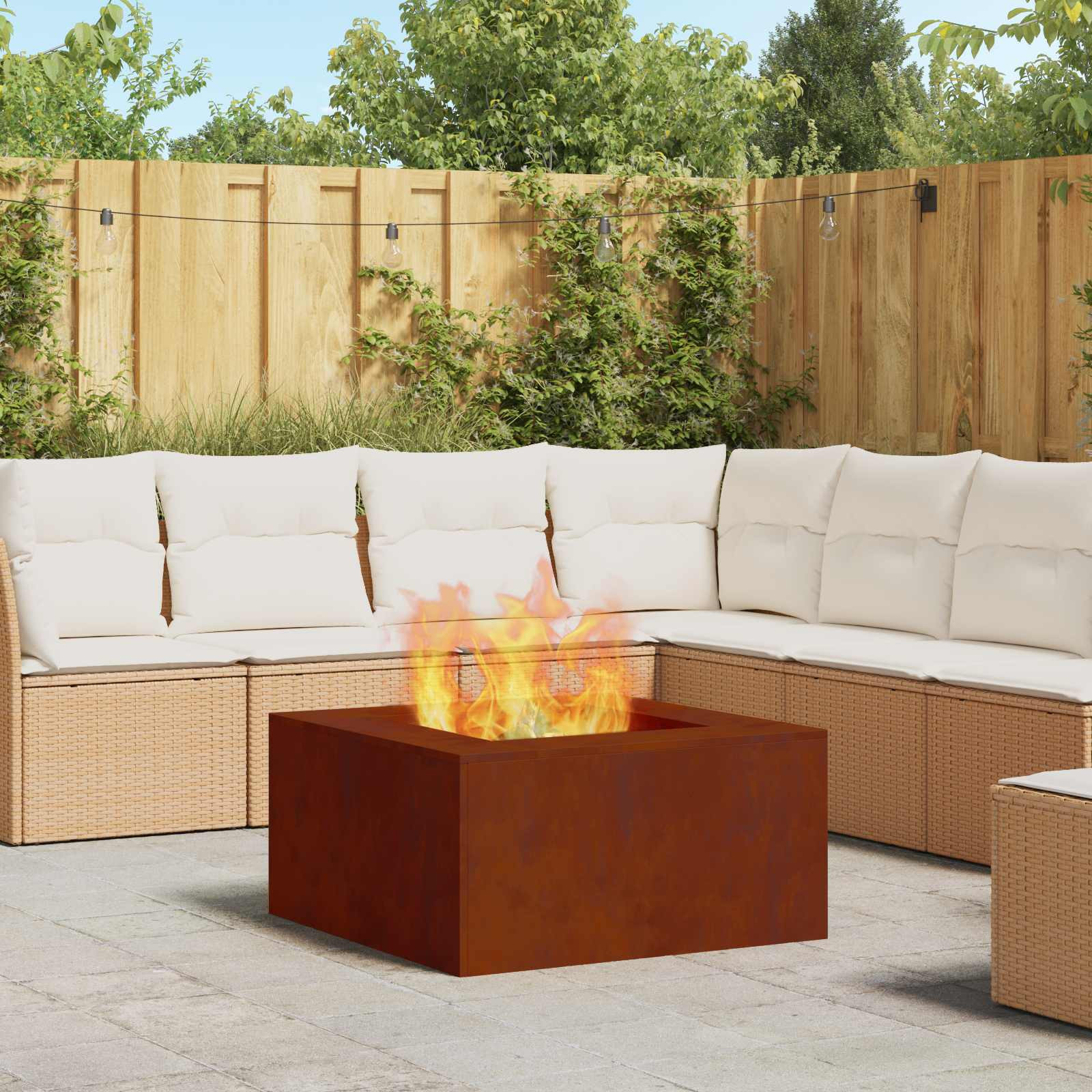 vidaXL Feuerstelle Rostig 80 x 80 x 40 cm Wetterfeststahl
